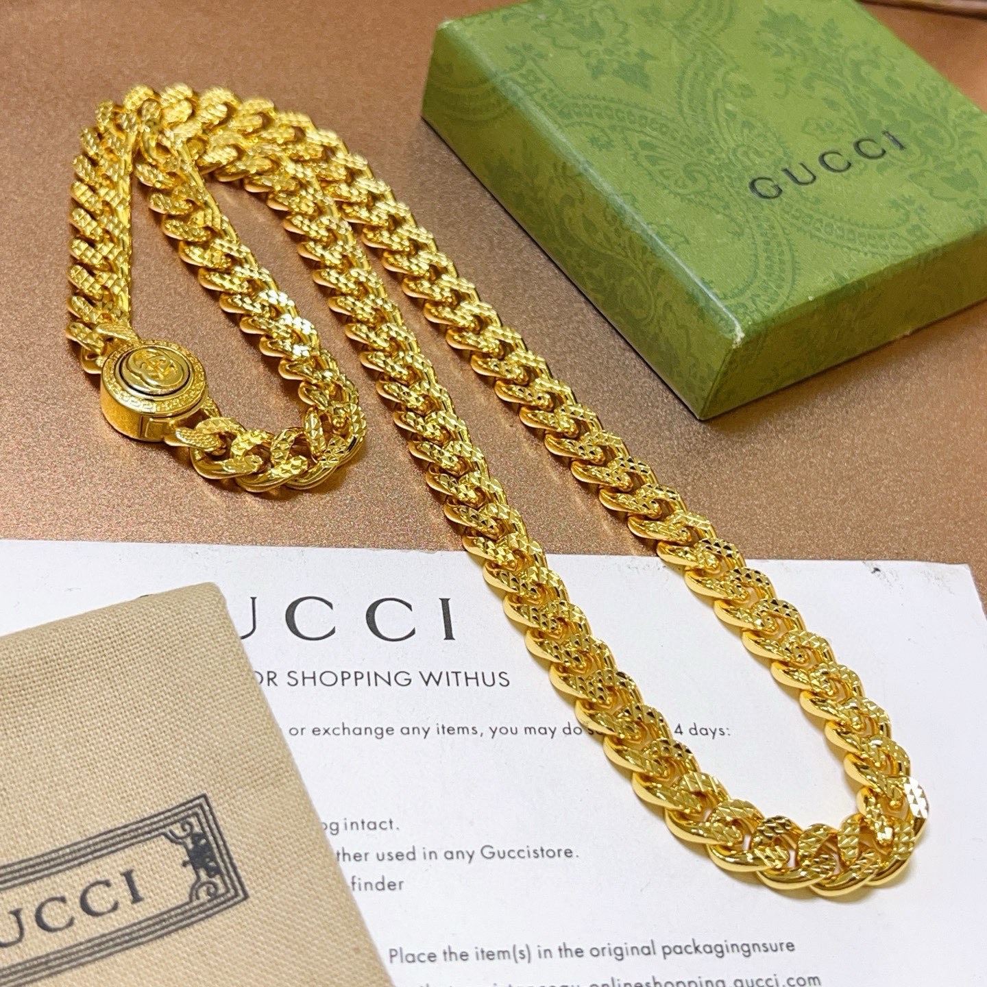 𝐆𝐮𝐜𝐜𝐢古驰项链最新款链条档次更高 纯手工制作 整条精工车花工艺明星同款Anger Forest系列双