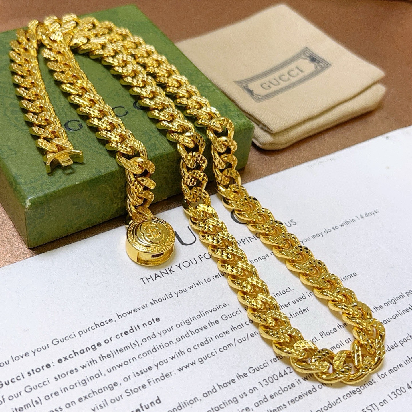 𝐆𝐮𝐜𝐜𝐢古驰项链最新款链条档次更高 纯手工制作 整条精工车花工艺明星同款Anger Forest系列双