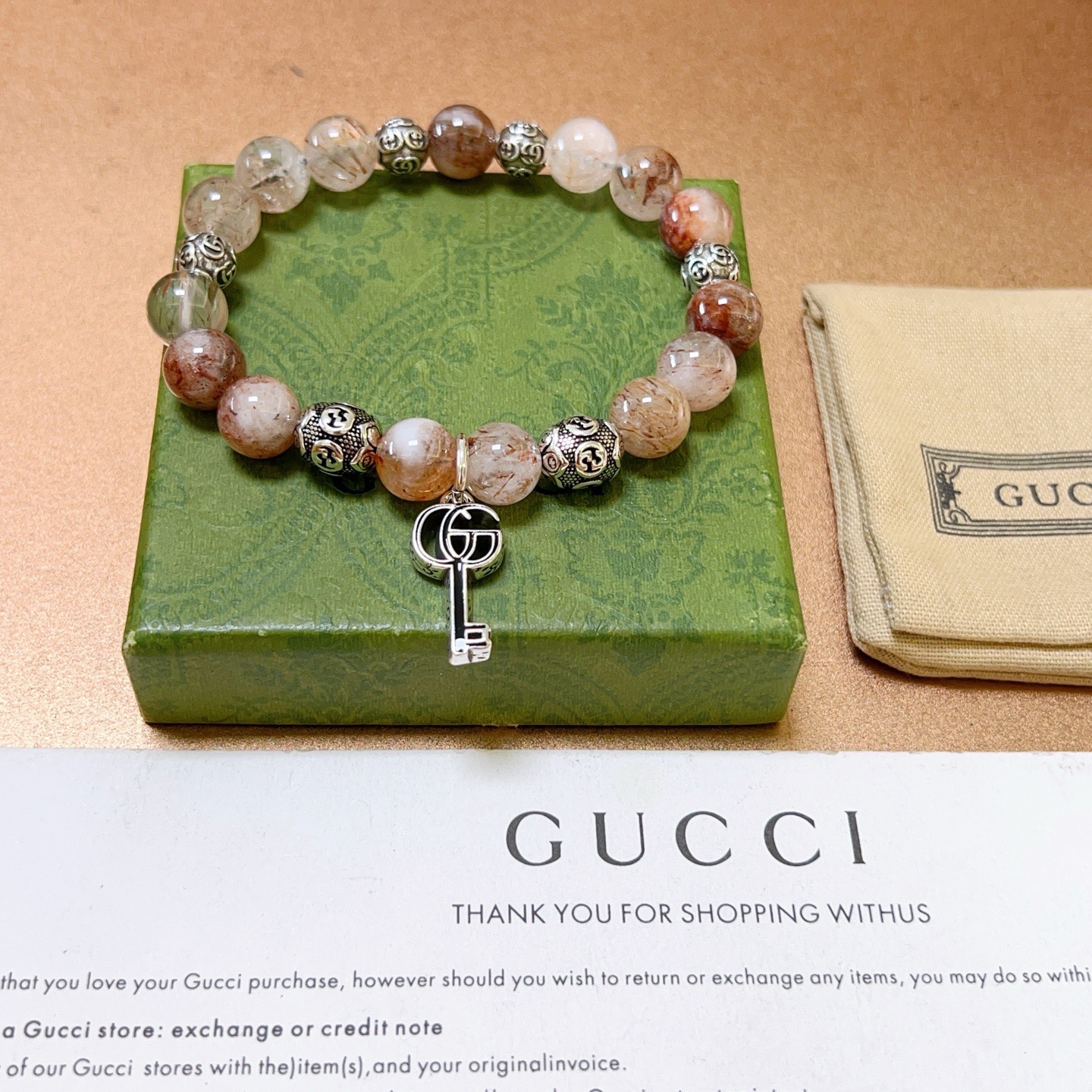 Gucci 新品发布𝐆𝐮𝐜𝐜𝐢古驰手链 最新款天然紫发晶手链档次更高 Anger Forest系列双g手链