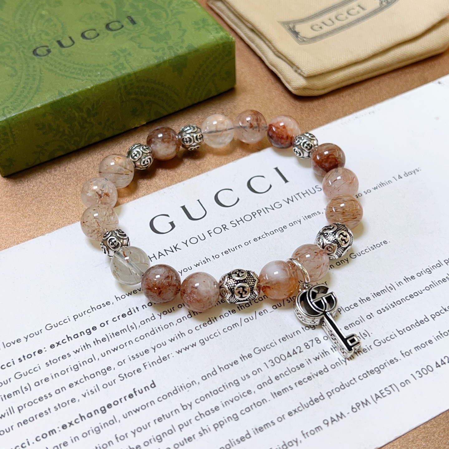Gucci 新品发布𝐆𝐮𝐜𝐜𝐢古驰手链 最新款天然紫发晶手链档次更高 Anger Forest系列双g手链