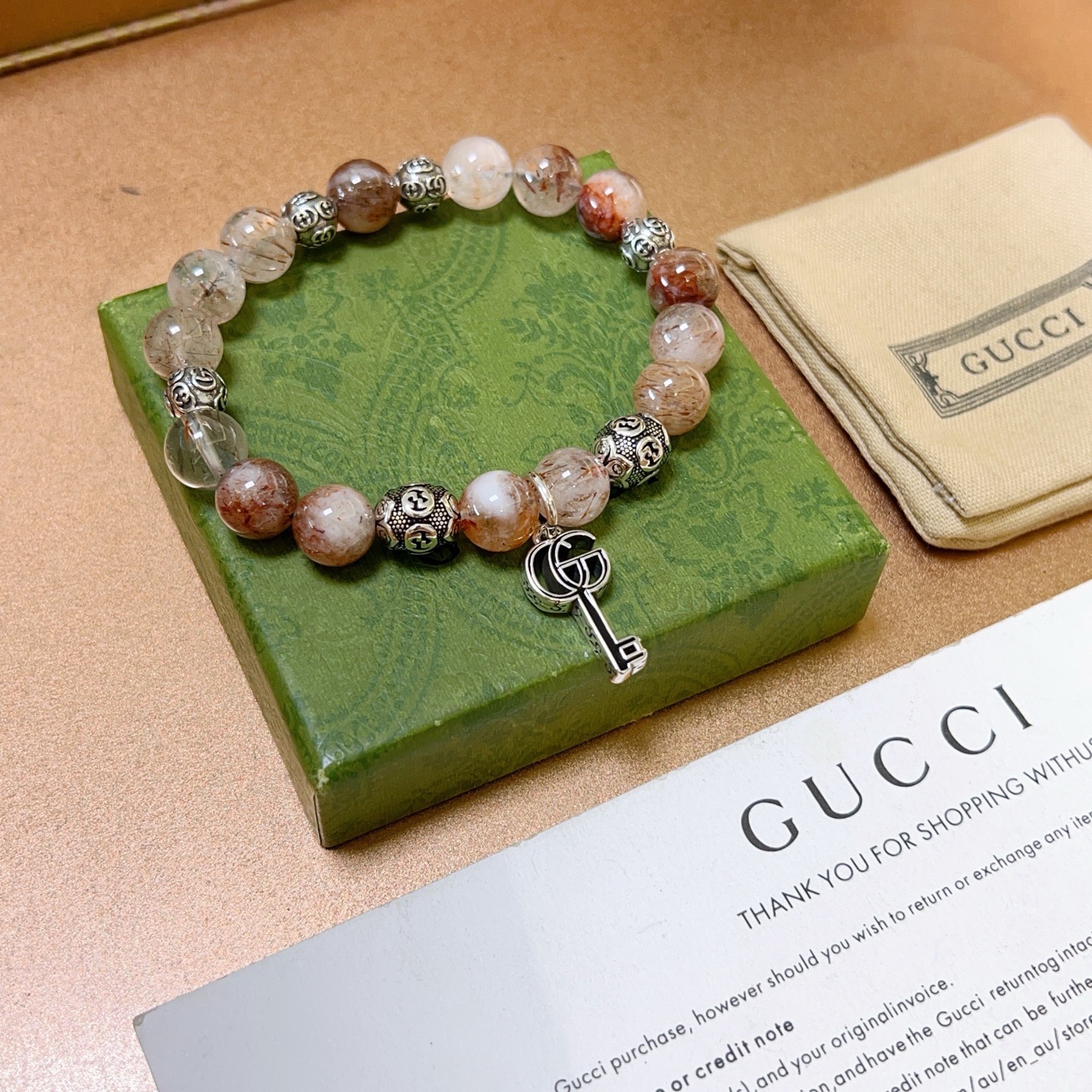Gucci 新品发布𝐆𝐮𝐜𝐜𝐢古驰手链 最新款天然紫发晶手链档次更高 Anger Forest系列双g手链