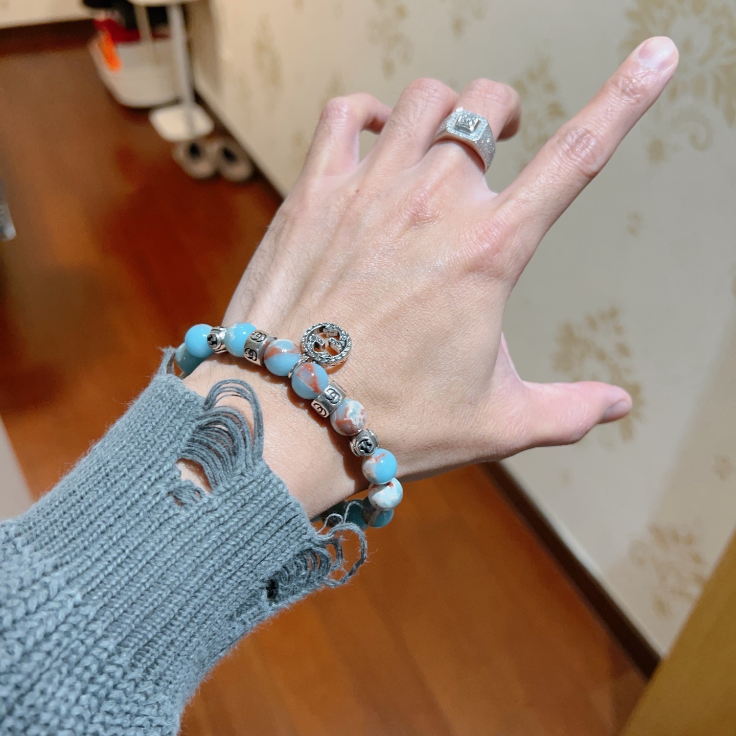 Gucci 新品发布𝐆𝐮𝐜𝐜𝐢古驰手链 最新款天然石手链档次更高 Anger Forest系列双g手链