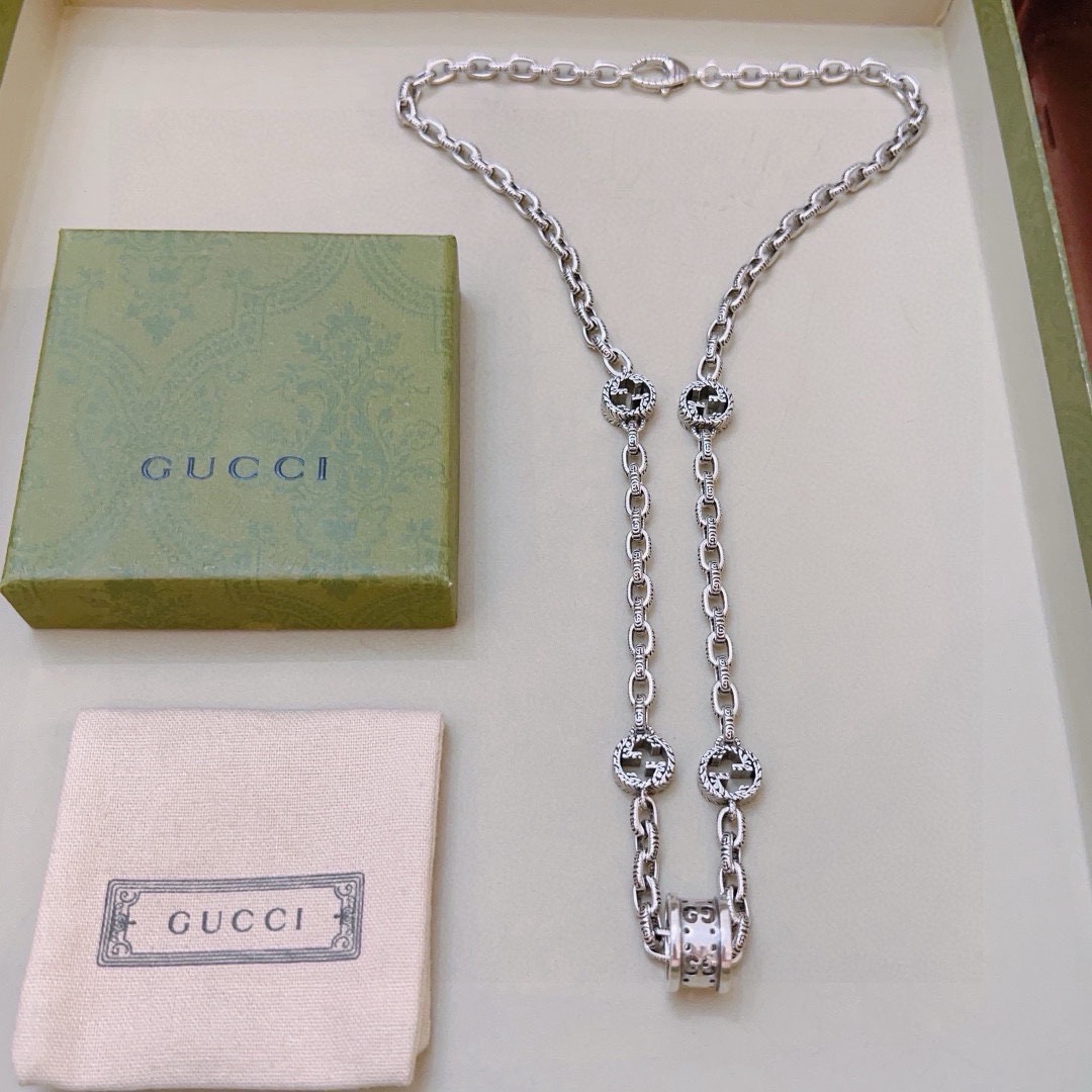 Gucci 不爆不发 抖音带货 首选 𝐆𝐮𝐜𝐜𝐢古驰项链最新款链条档次更高 Anger Forest系列双g 高端项链