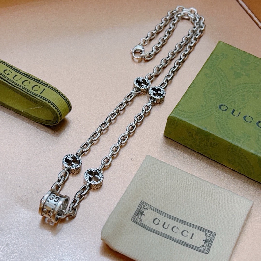 Gucci 不爆不发 抖音带货 首选 𝐆𝐮𝐜𝐜𝐢古驰项链最新款链条档次更高 Anger Forest系列双g 高端项链