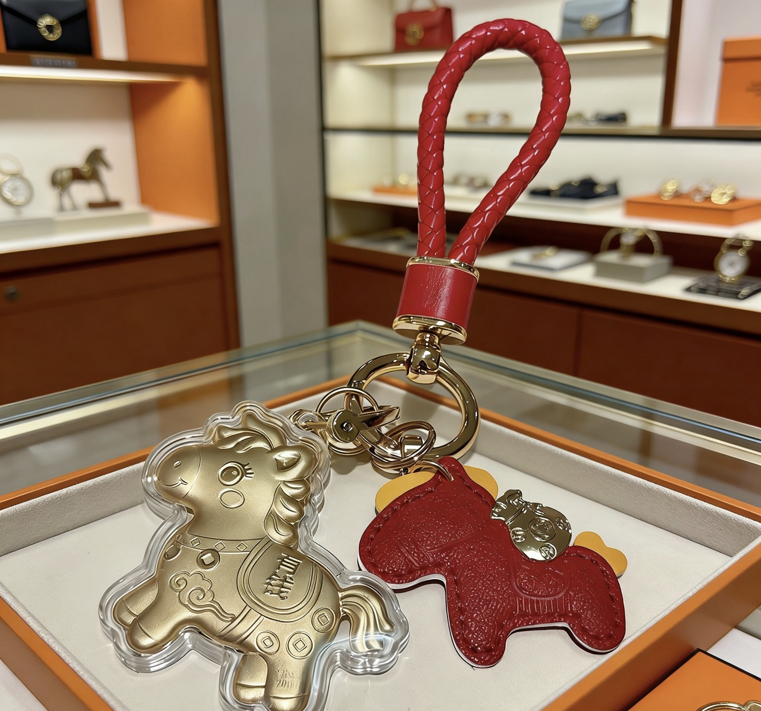 Hermes pendant red gold 12cm