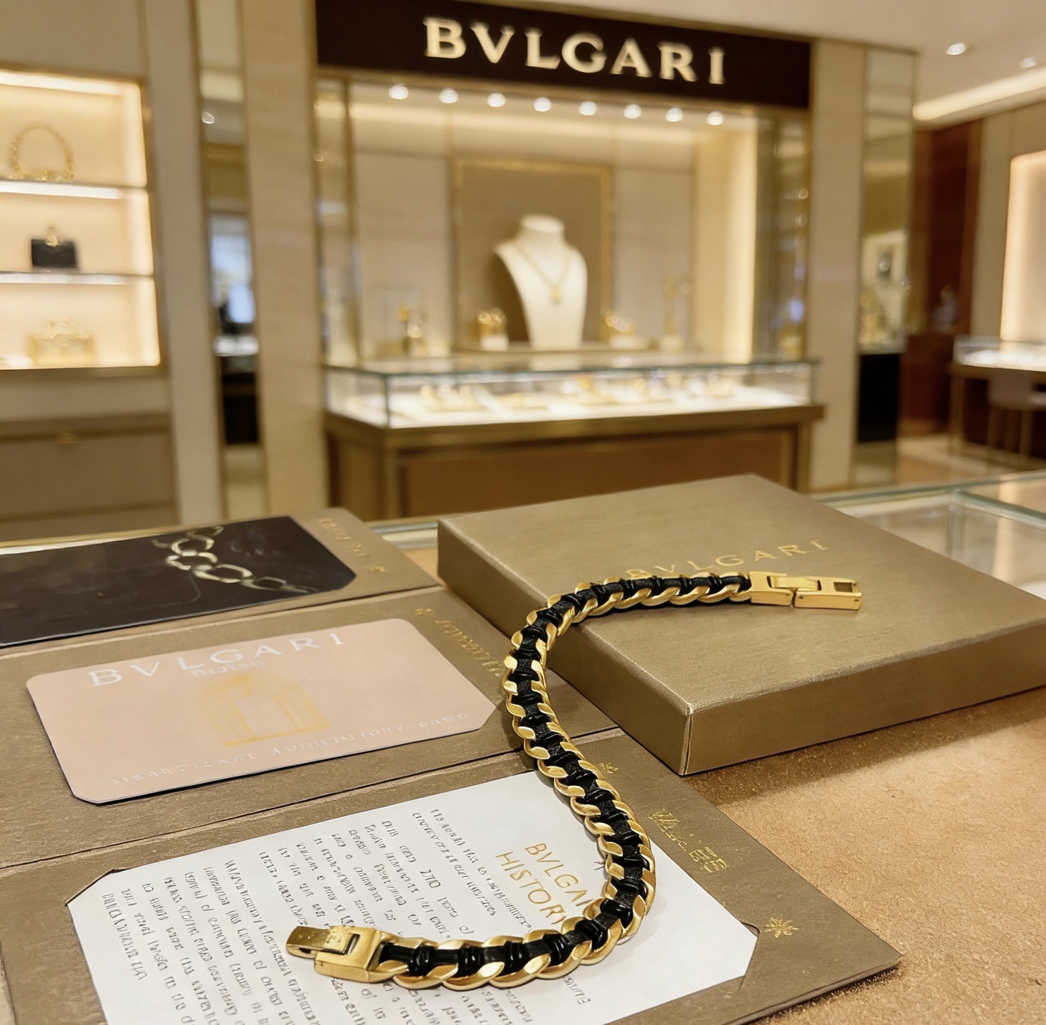 Bvlgari 宝格丽手链V金搭配编织绳材质 BVLGARI宝格丽 DIVAS‘ DREAM 系列 品相完美