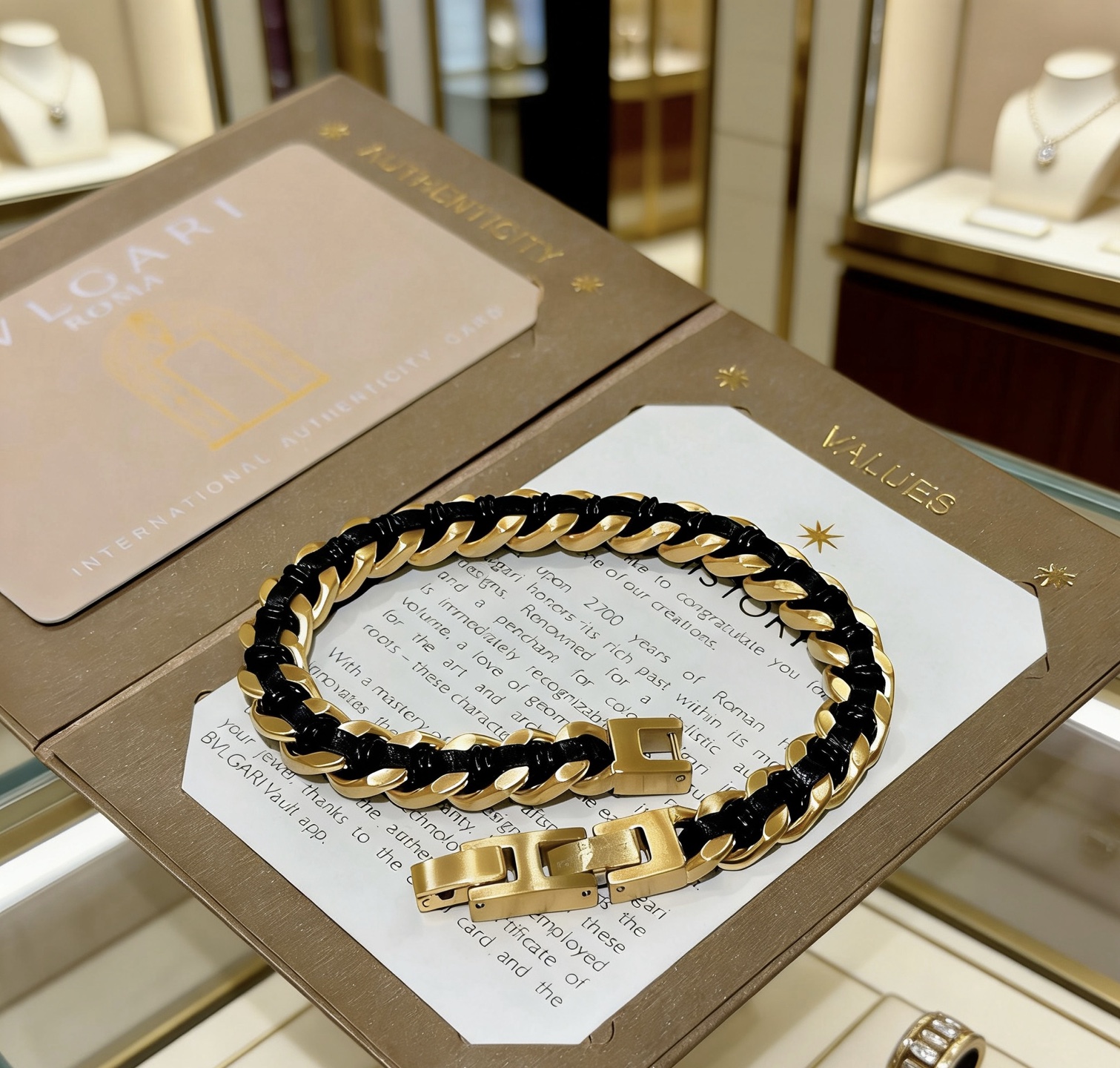 Bvlgari 宝格丽手链V金搭配编织绳材质 BVLGARI宝格丽 DIVAS‘ DREAM 系列 品相完美