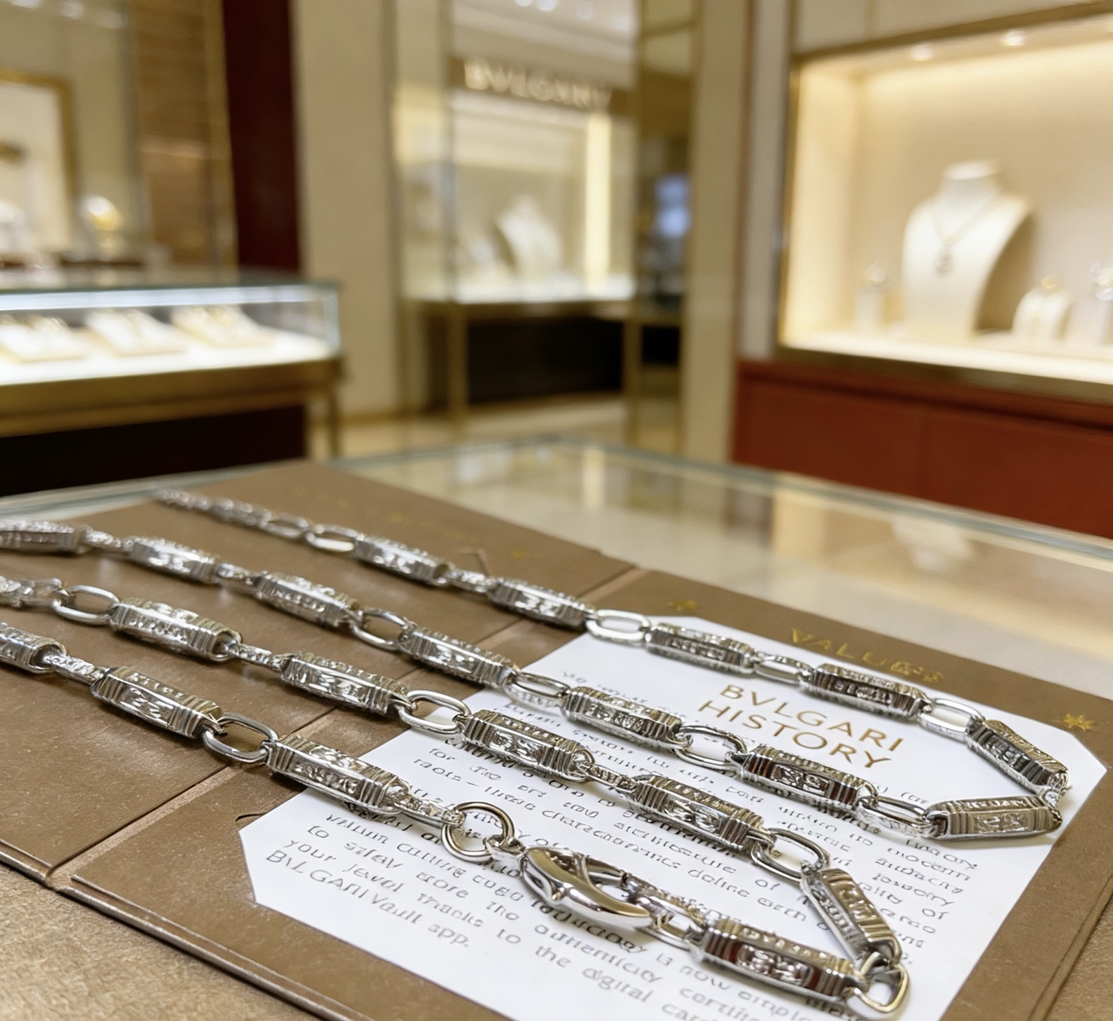 Bvlgari Bvlgari Bvlgari necklace silver-toned metal with clear diamond accents 50cm