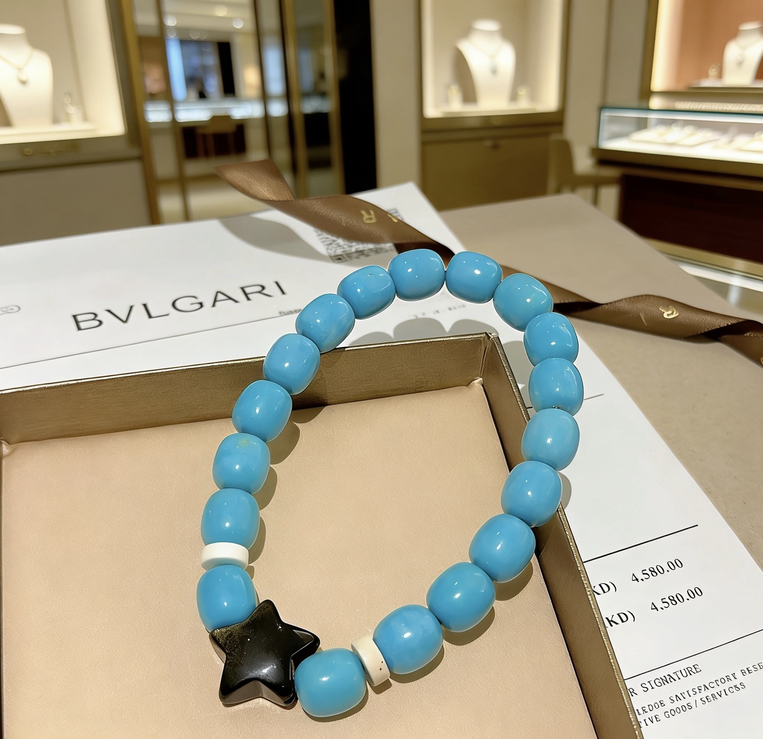 Bvlgari 宝格丽手链V金材质 BVLGARI宝格丽 DIVAS‘ DREAM 系列天然松石手链品相完美