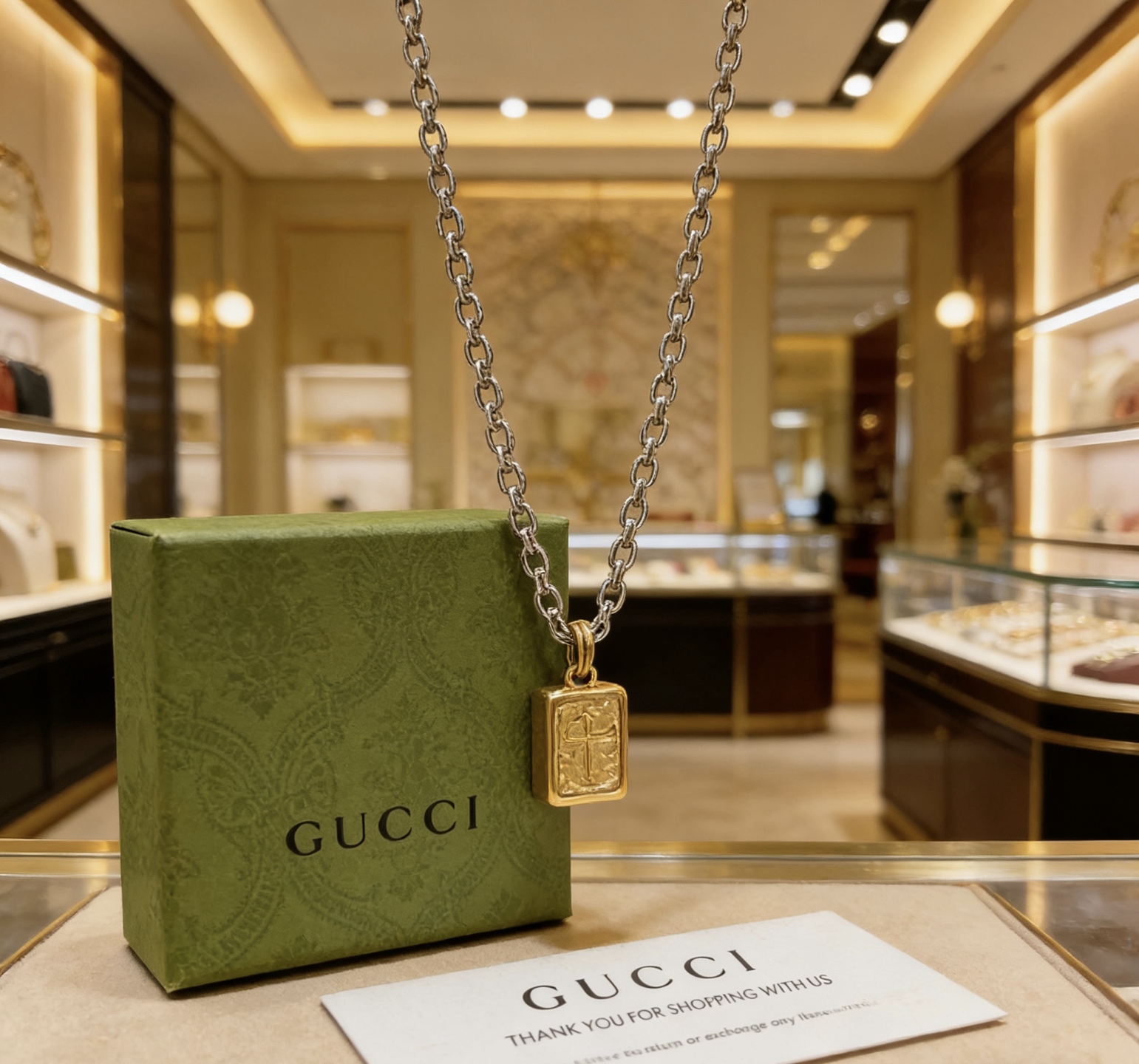 Gucci 不爆不发 抖音带货 首选 𝐆𝐮𝐜𝐜𝐢古驰项链最新款链条档次更高 Anger Forest系列双g古驰金砖新品艺术风格 项链
