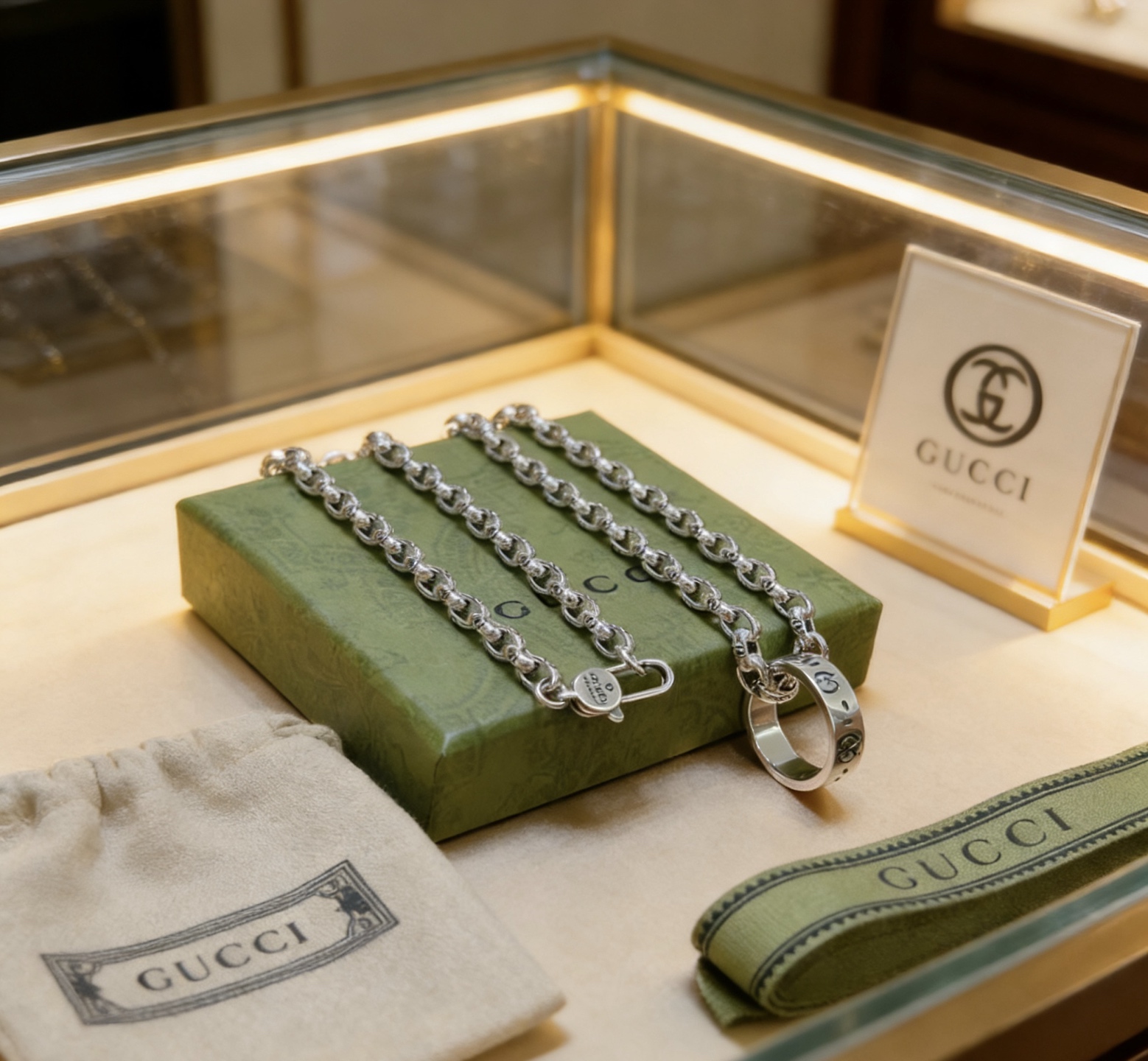 Gucci 不爆不发 抖音带货 首选 𝐆𝐮𝐜𝐜𝐢古驰项链最新款链条档次更高 Anger Forest系列双g古驰花纹艺术风格 项链