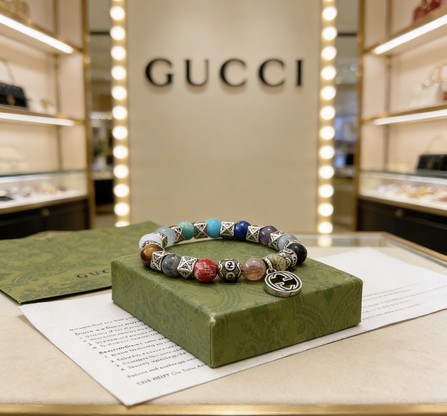 Gucci 新品发布会 古驰手链天然石 精工版本天然古驰手链