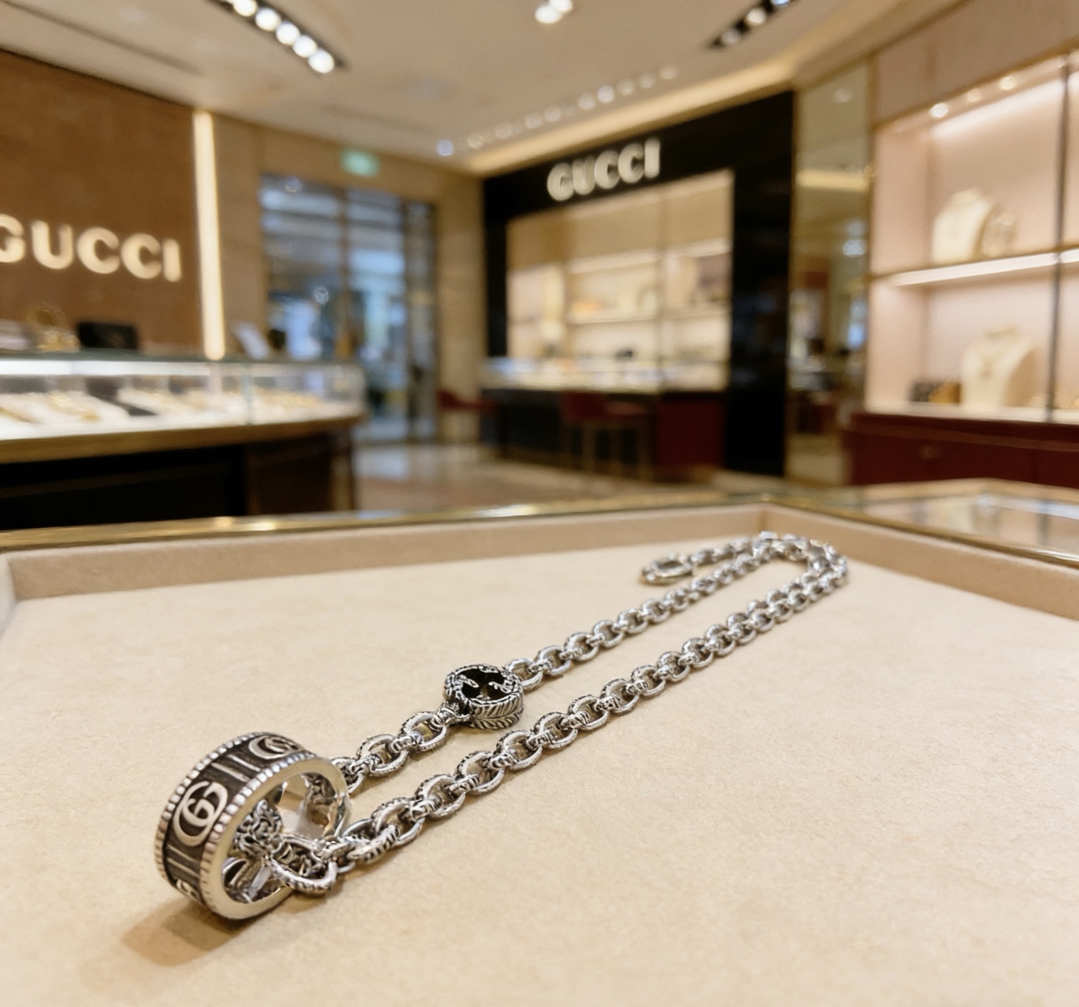 Gucci 𝐆𝐮𝐜𝐜𝐢古驰项链最新款链条档次更高 Anger Forest系列双G戒指环古驰项链