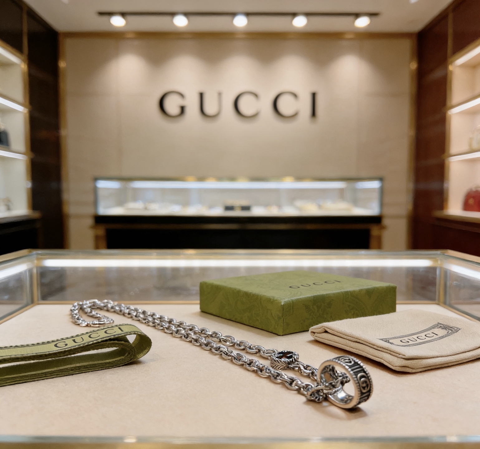 Gucci 𝐆𝐮𝐜𝐜𝐢古驰项链最新款链条档次更高 Anger Forest系列双G戒指环古驰项链