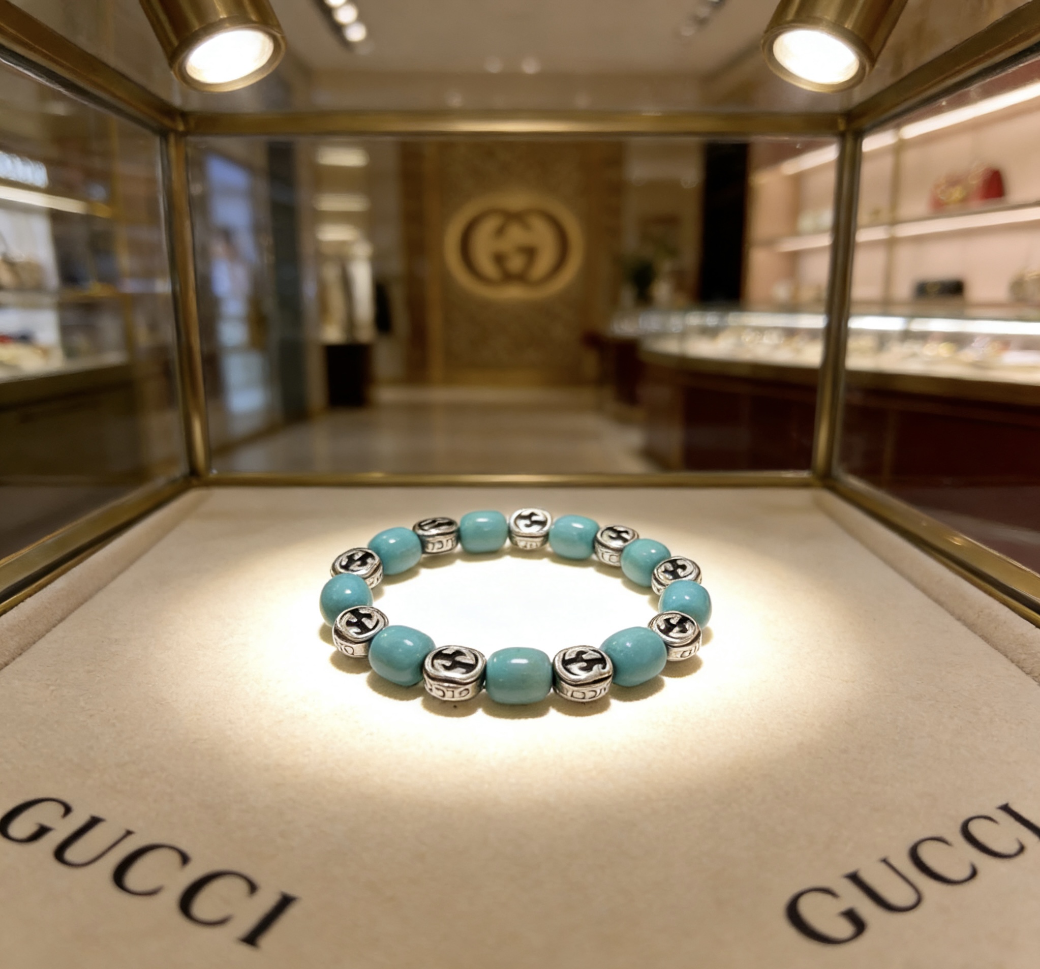 Gucci 新品发布 𝐆𝐮𝐜𝐜𝐢古驰手链 最新款松石手链档次更高 Anger Forest系列双g水晶手链