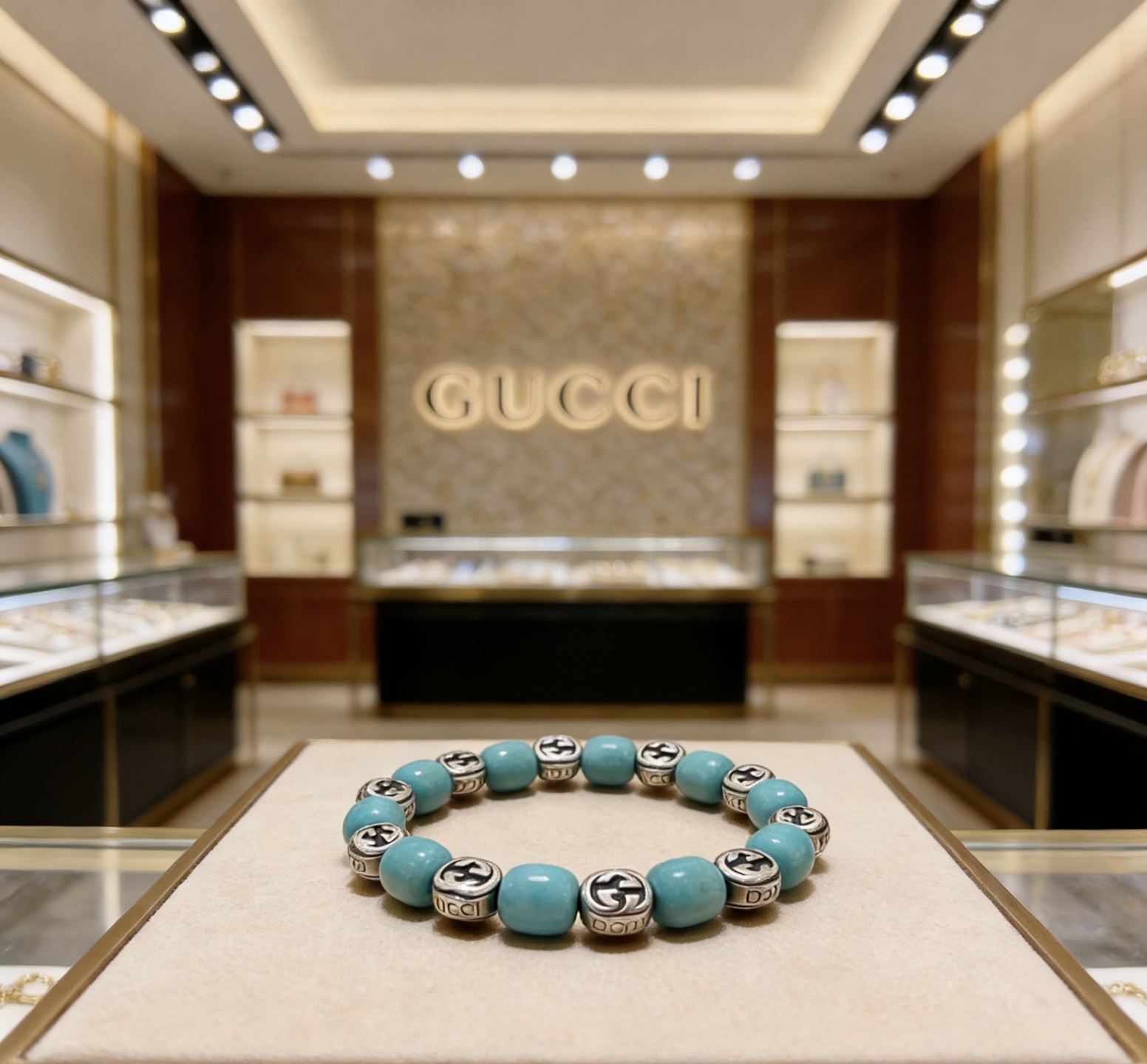 Gucci 新品发布 𝐆𝐮𝐜𝐜𝐢古驰手链 最新款松石手链档次更高 Anger Forest系列双g水晶手链