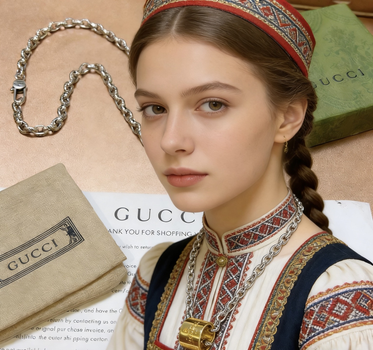 Gucci 新品首发不爆不发 抖音带货 首选 𝐆𝐮𝐜𝐜𝐢古驰项链最新款链条档次更高 Anger Forest系列双g设计理念 系列吊坠古驰项链