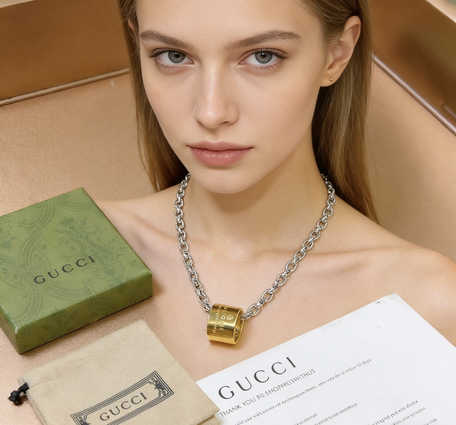 Gucci 新品首发不爆不发 抖音带货 首选 𝐆𝐮𝐜𝐜𝐢古驰项链最新款链条档次更高 Anger Forest系列双g设计理念 系列吊坠古驰项链