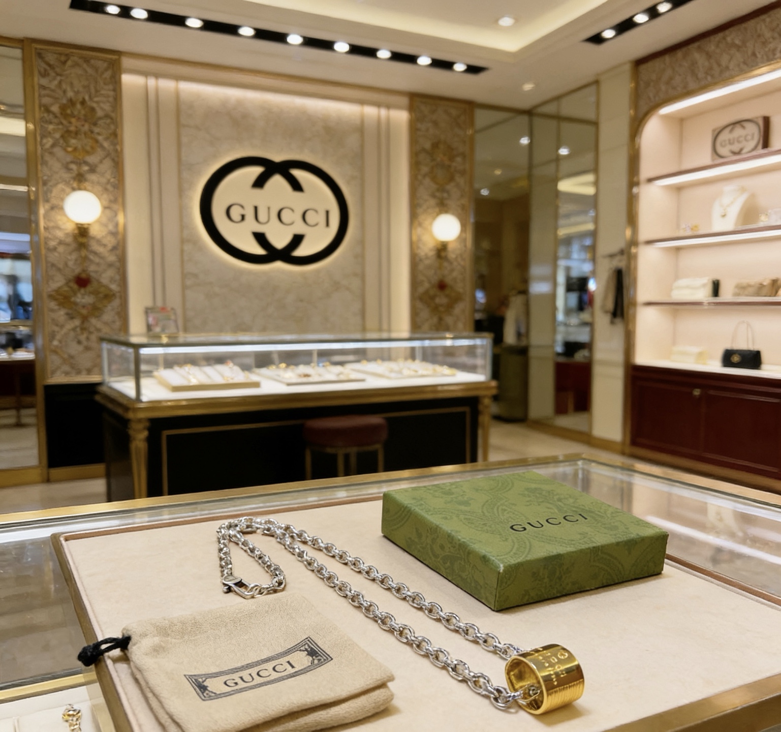 Gucci 新品首发不爆不发 抖音带货 首选 𝐆𝐮𝐜𝐜𝐢古驰项链最新款链条档次更高 Anger Forest系列双g设计理念 系列吊坠古驰项链