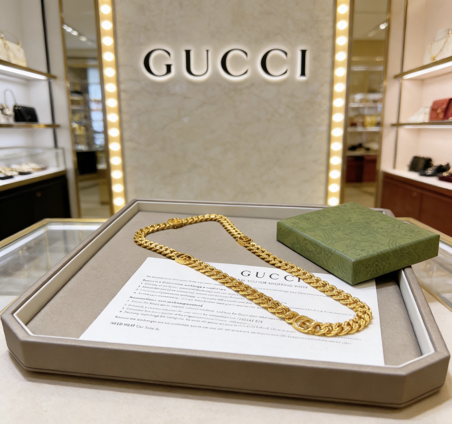 Gucci 𝐆𝐮𝐜𝐜𝐢古驰项链最新款链条档次更高 Anger Forest系列双G古驰项链
