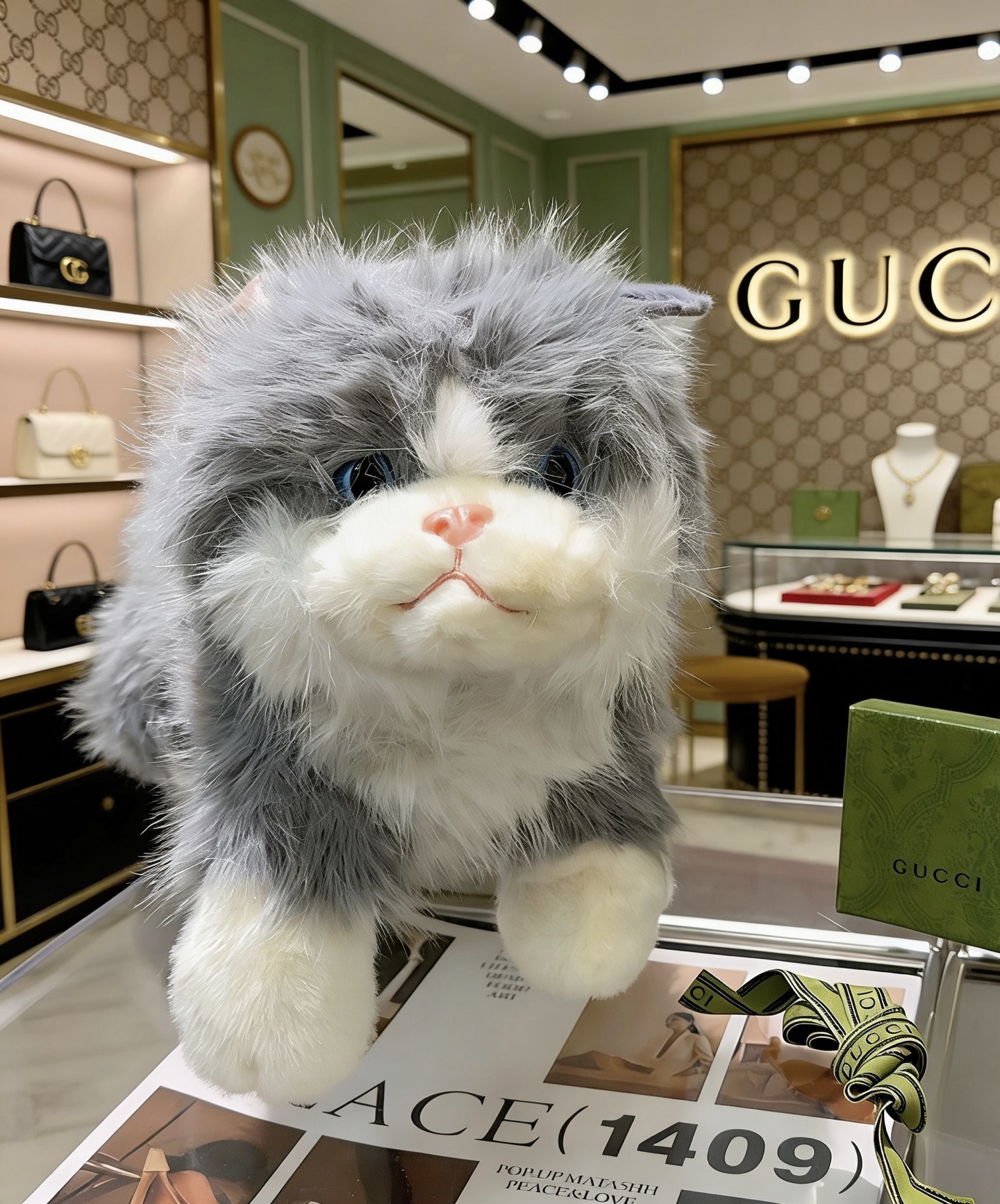 NO:724300,Batch. Super large hot model is coming. Gucci’s official website debuts new smart cat dolls for exclusive high-quality sale. New products exported to France are released. A kitten doll from Gucci is purely handmade. The texture and fullness are all in place. Not many in stock, so hands are slow. Super cute. I look forward to putting my kitten in the car and putting it at home. It has a high-end feel. The size of 55cm is particularly fun to hold in the hand., jewelry boutique, gucci19860909批. 超大号爆款来袭 古驰官网首发新品伶俐猫玩偶独家高品质发售 出口法国订单新品发布 ,古驰的的一款小猫公仔纯手工制作工艺 质感 饱满度全部到位 现货不多,手慢无 超级可爱的 期待我的小猫放车里放家里高级感满满 55cm的尺寸,抱在手里特别好玩.,饰品精品,gucci,Jewelry