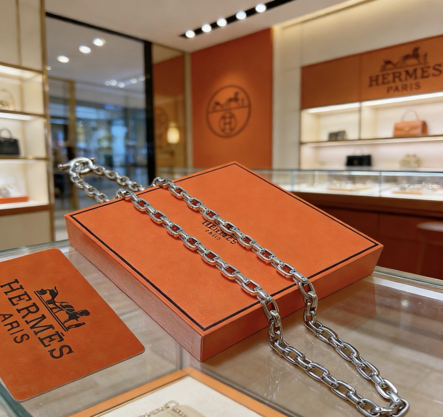 Collier Hermes Chaine d Ancre TO Métal argenté sans pierres précieuses 120cm