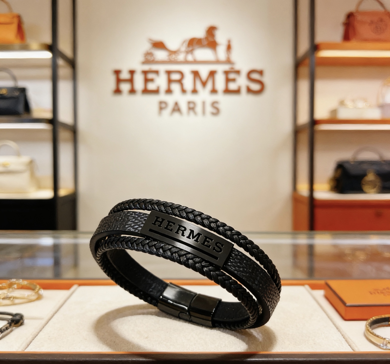 NO:724327,Batch New Product Release Hermès Leather Cord Bracelet The latest style of pure handmade leather material is of higher quality. The same style as the Anger Forest series Hermès Bracelet Classic Series 18k gold bracelet bracelet. The details are distressed. The sand surface version is not available in the market. This one has been on the market. It is a best-selling model in Hermès. It goes well with trendy clothes, high-quality jewelry, Hermes, and Bracelet.19860909批 新品发售 爱马仕皮绳手环最新款纯手工皮材质档次更高明星同款Anger Forest系列爱马仕手链经典款系列18k金手链手绳 细节对版做旧处理 非市面沙面版型 这款一直在出 爱马仕里面热卖款 非常好搭配潮流衣服,饰品精品,hermes,bracelet,Jewelry