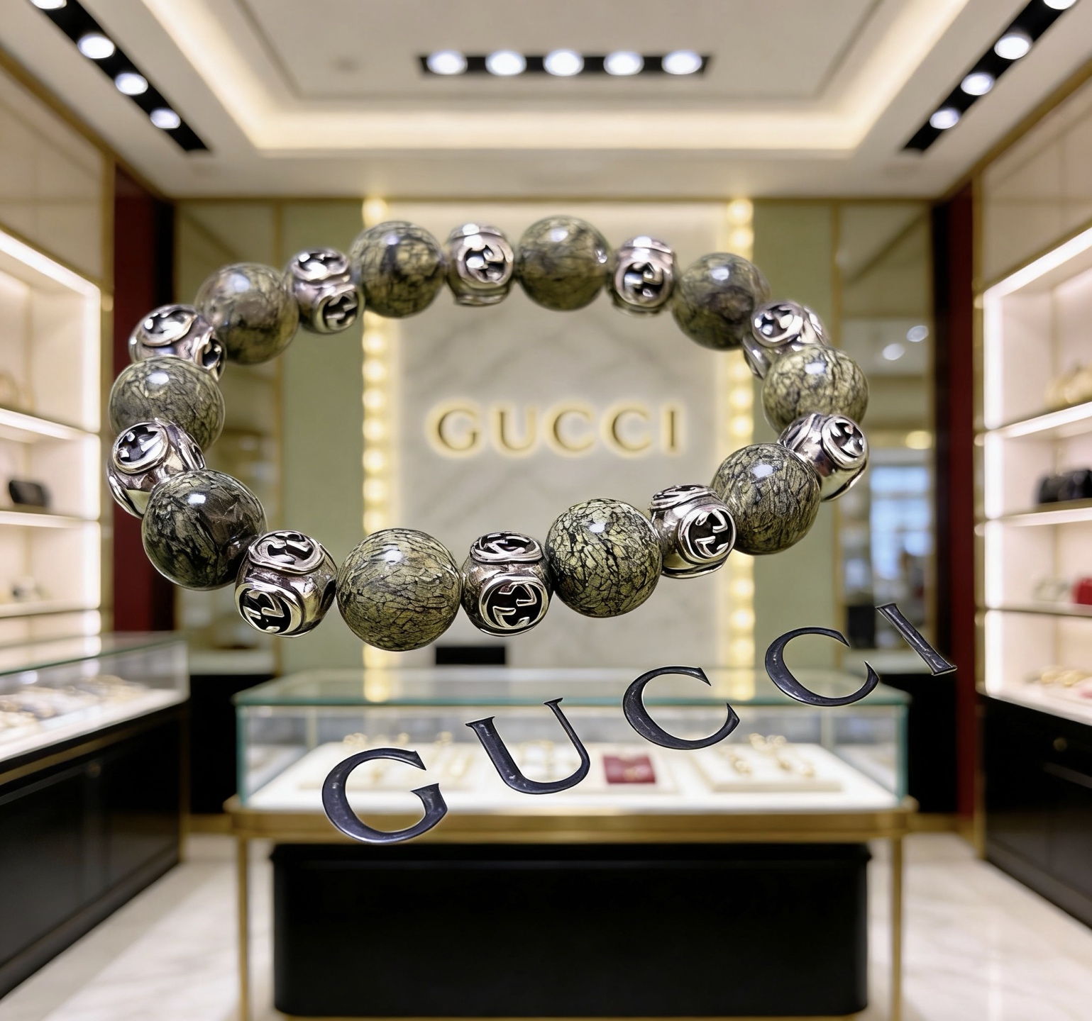 Gucci 新品发布 𝐆𝐮𝐜𝐜𝐢古驰手链 最新款天然石药王石手链档次更高 Anger Forest系列双g手链