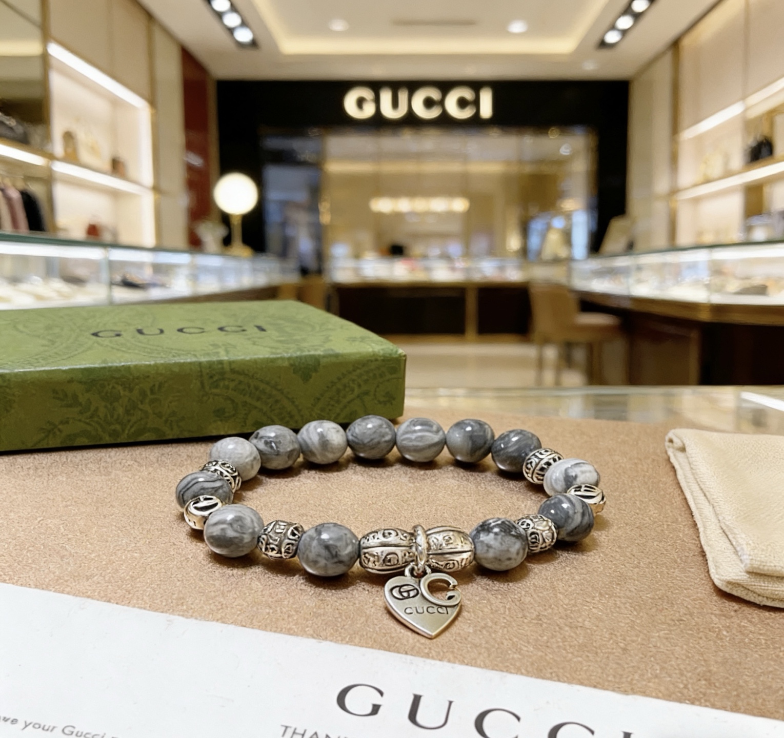 Gucci 新品发布 𝐆𝐮𝐜𝐜𝐢古驰手链 奢华古驰手串 天然石手链水晶 最新款全件串珠手链档次更高 Anger Forest系列双g 古驰手链
