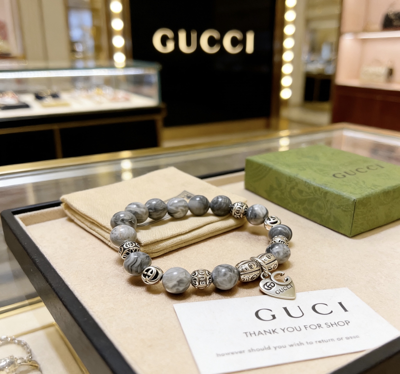 Gucci 新品发布 𝐆𝐮𝐜𝐜𝐢古驰手链 奢华古驰手串 天然石手链水晶 最新款全件串珠手链档次更高 Anger Forest系列双g 古驰手链