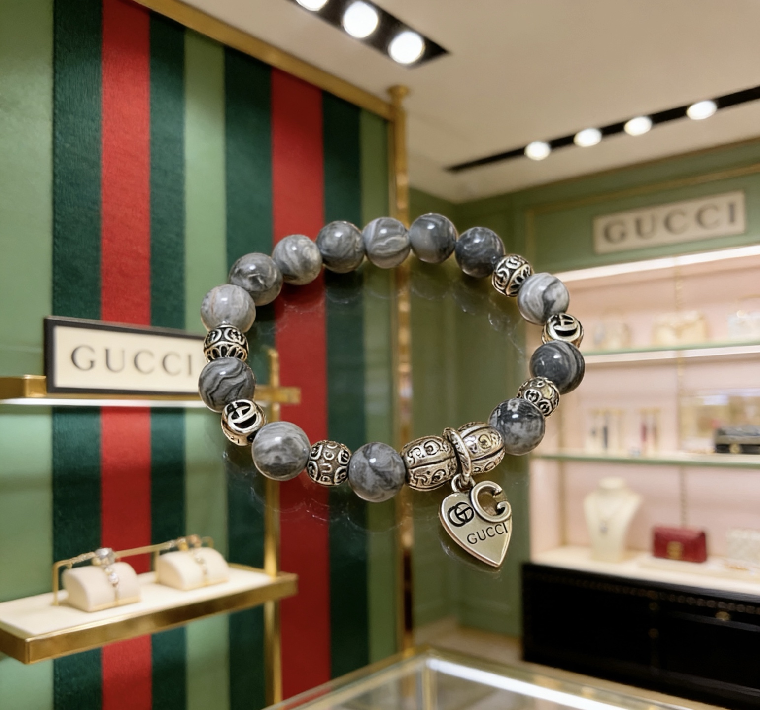Gucci 新品发布 𝐆𝐮𝐜𝐜𝐢古驰手链 奢华古驰手串 天然石手链水晶 最新款全件串珠手链档次更高 Anger Forest系列双g 古驰手链