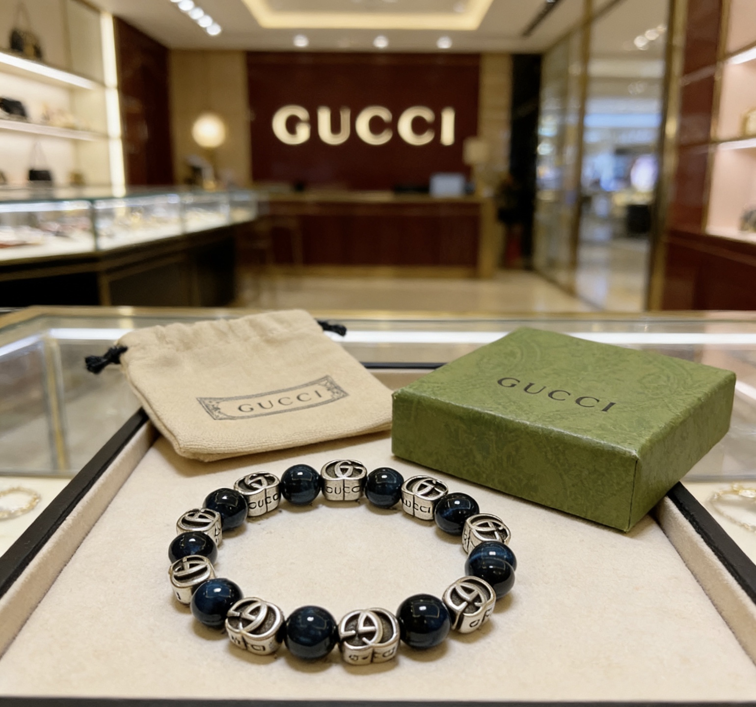 Gucci 新品发布𝐆𝐮𝐜𝐜𝐢古驰手链 最新款天然虎眼石手链档次更高 Anger Forest系列双g手链
