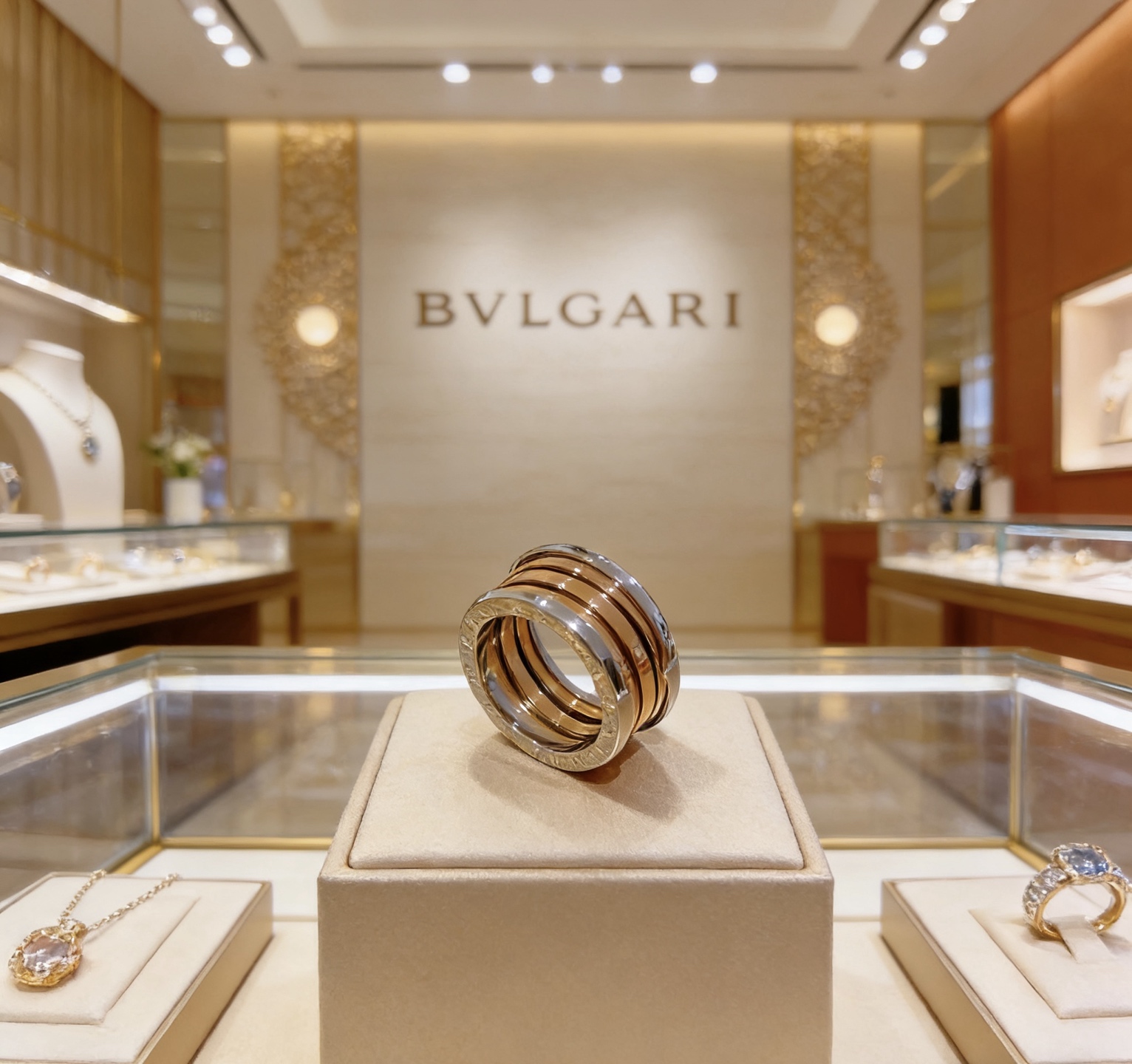 Bvlgari 宝格丽戒指V金材质 带logo