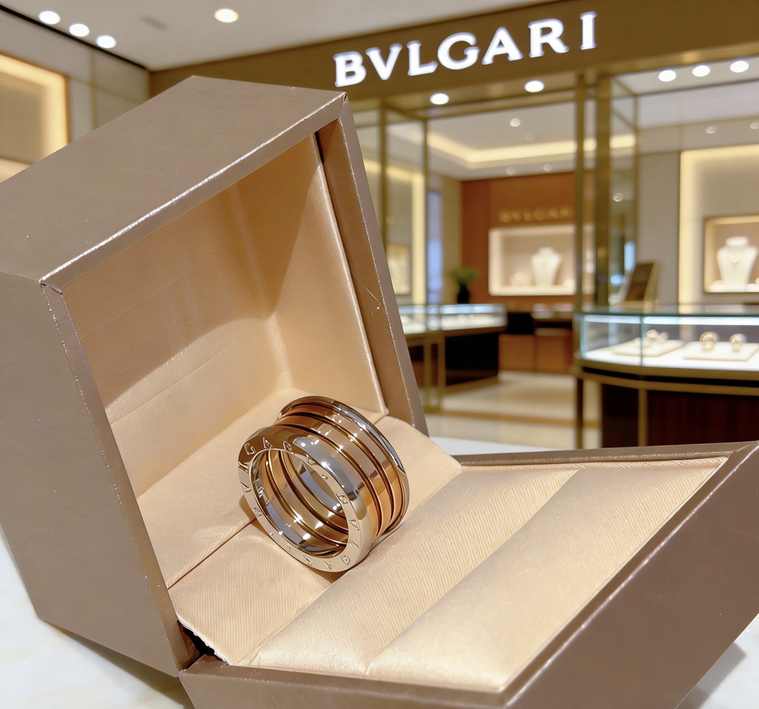 Bvlgari 宝格丽戒指V金材质 带logo
