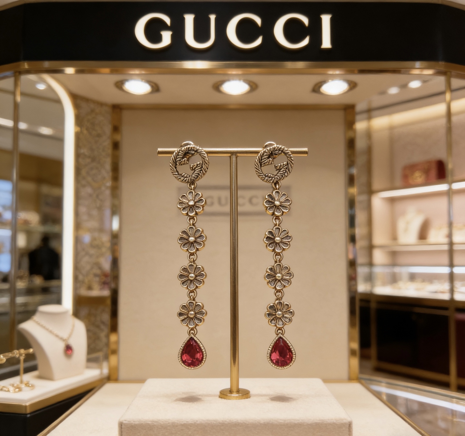 Gucci 新品首发不爆不发 抖音带货 首选 𝐆𝐮𝐜𝐜𝐢古驰耳钉最新款档次更高 Anger Forest系列双g设计理念 系列古驰耳钉