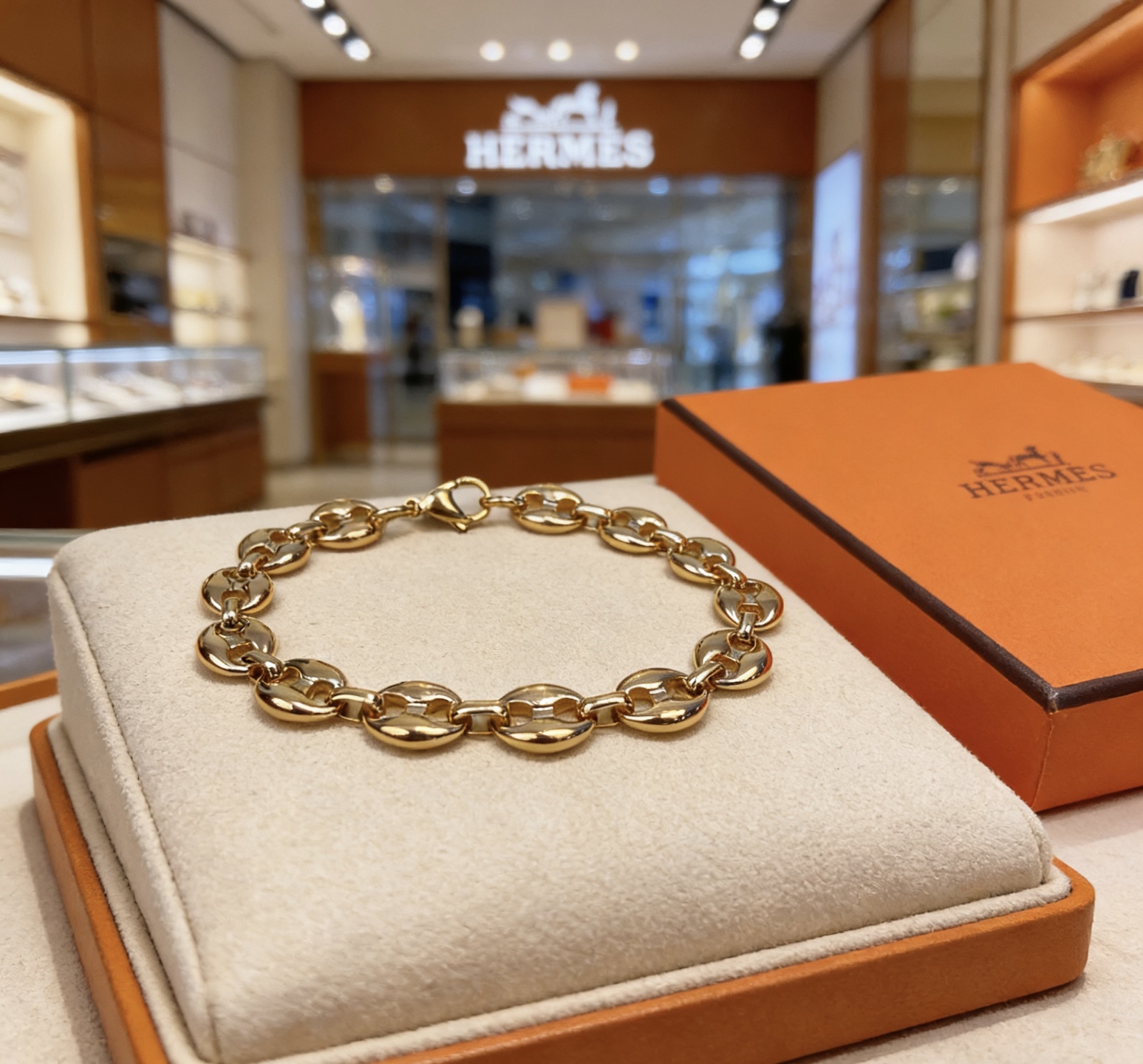 Bracelet Hermes Chaine d'Ancre métal doré 19cm
