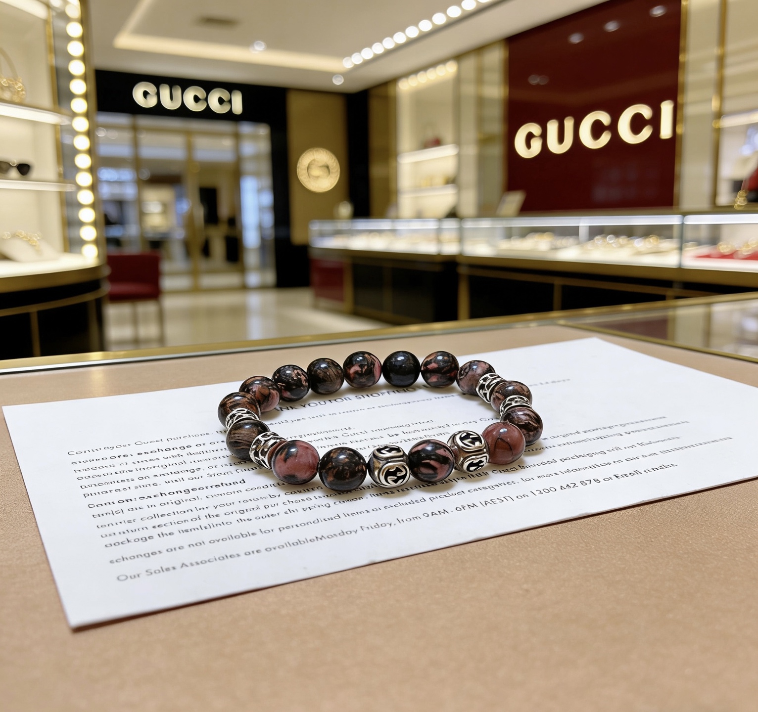 Gucci 𝐆𝐮𝐜𝐜𝐢古驰手链 最新款天然玛瑙石手链档次更高 Anger Forest系列双G天然石水晶手链