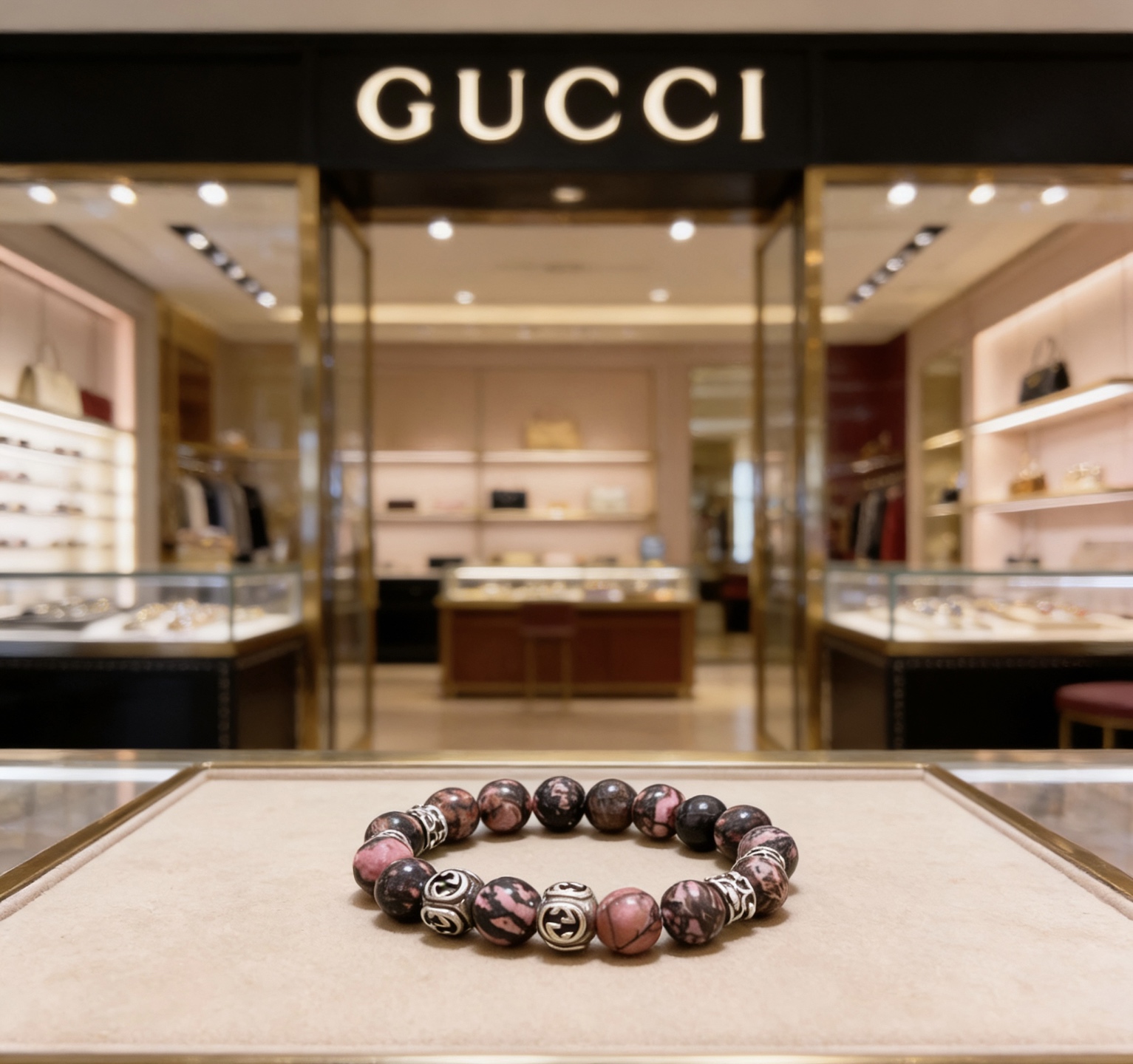Gucci 𝐆𝐮𝐜𝐜𝐢古驰手链 最新款天然玛瑙石手链档次更高 Anger Forest系列双G天然石水晶手链