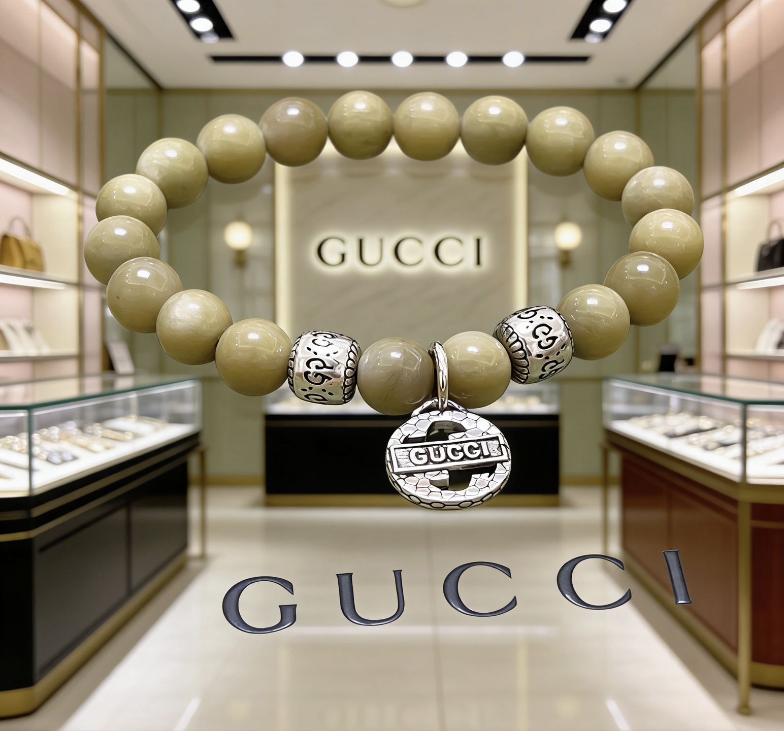 Gucci 𝐆𝐮𝐜𝐜𝐢古驰手链 最新款天然石手链档次更高 Anger Forest系列双G天然石水晶手链