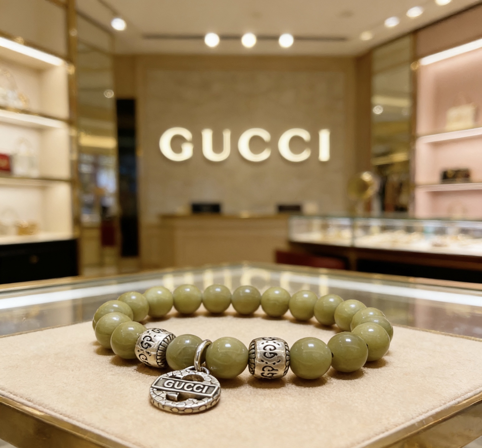 Gucci 𝐆𝐮𝐜𝐜𝐢古驰手链 最新款天然石手链档次更高 Anger Forest系列双G天然石水晶手链