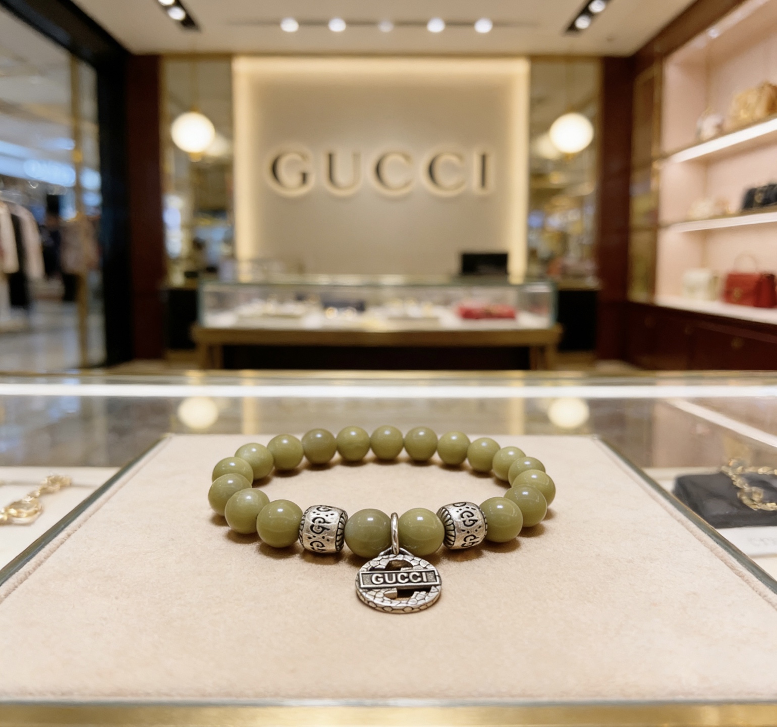 Gucci 𝐆𝐮𝐜𝐜𝐢古驰手链 最新款天然石手链档次更高 Anger Forest系列双G天然石水晶手链