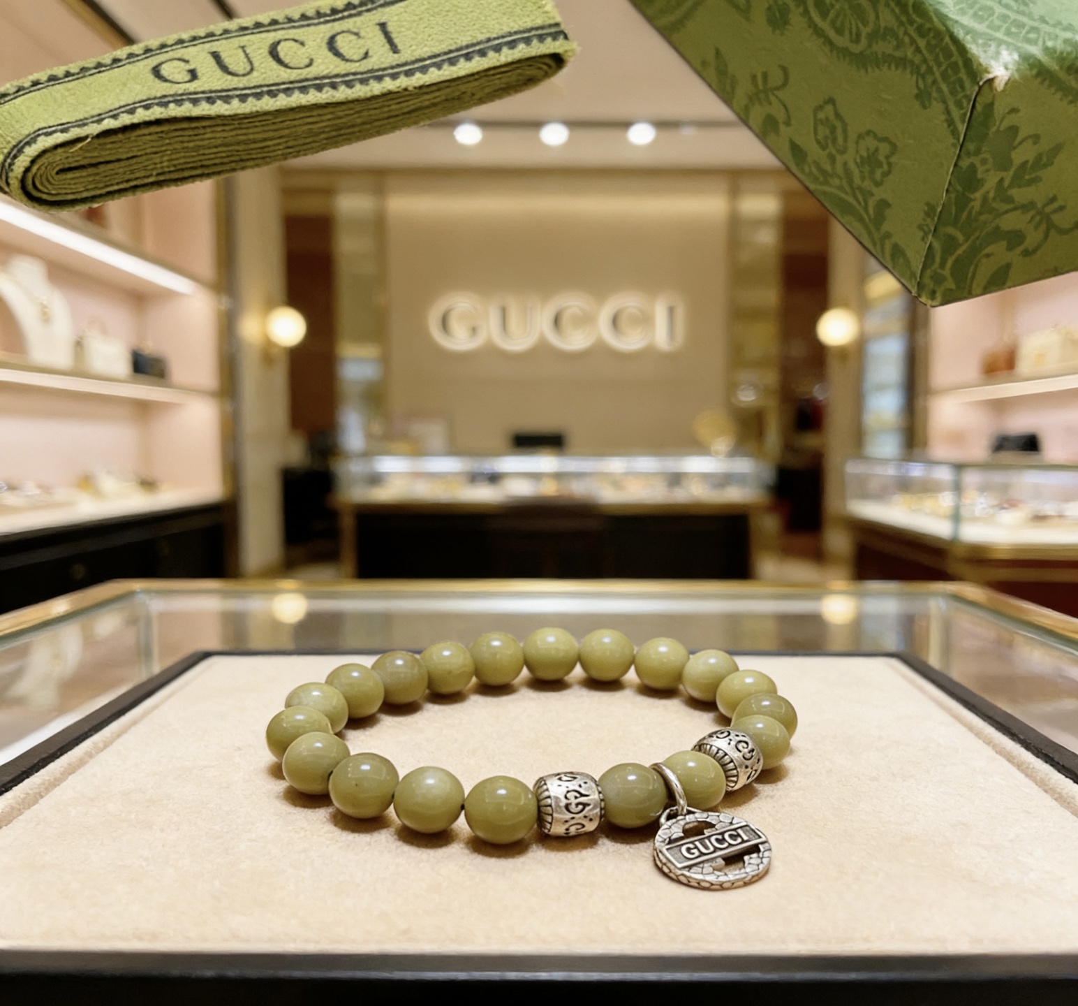 Gucci 𝐆𝐮𝐜𝐜𝐢古驰手链 最新款天然石手链档次更高 Anger Forest系列双G天然石水晶手链