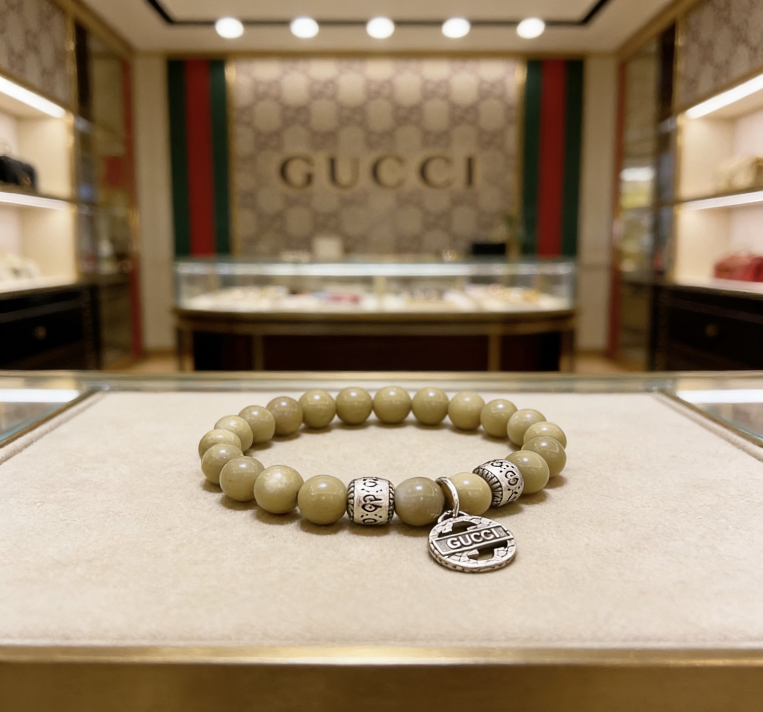 Gucci 𝐆𝐮𝐜𝐜𝐢古驰手链 最新款天然石手链档次更高 Anger Forest系列双G天然石水晶手链