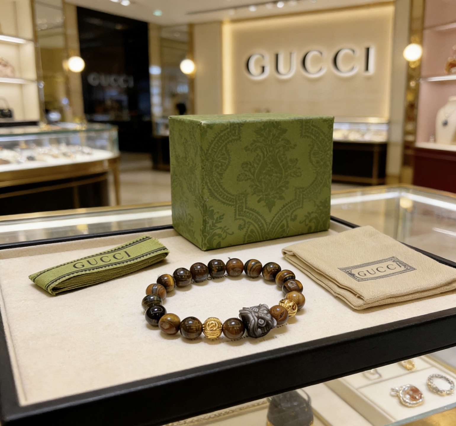 Gucci 新品发布𝐆𝐮𝐜𝐜𝐢古驰手链 最新款虎眼石手链档次更高 Anger Forest系列双g手链