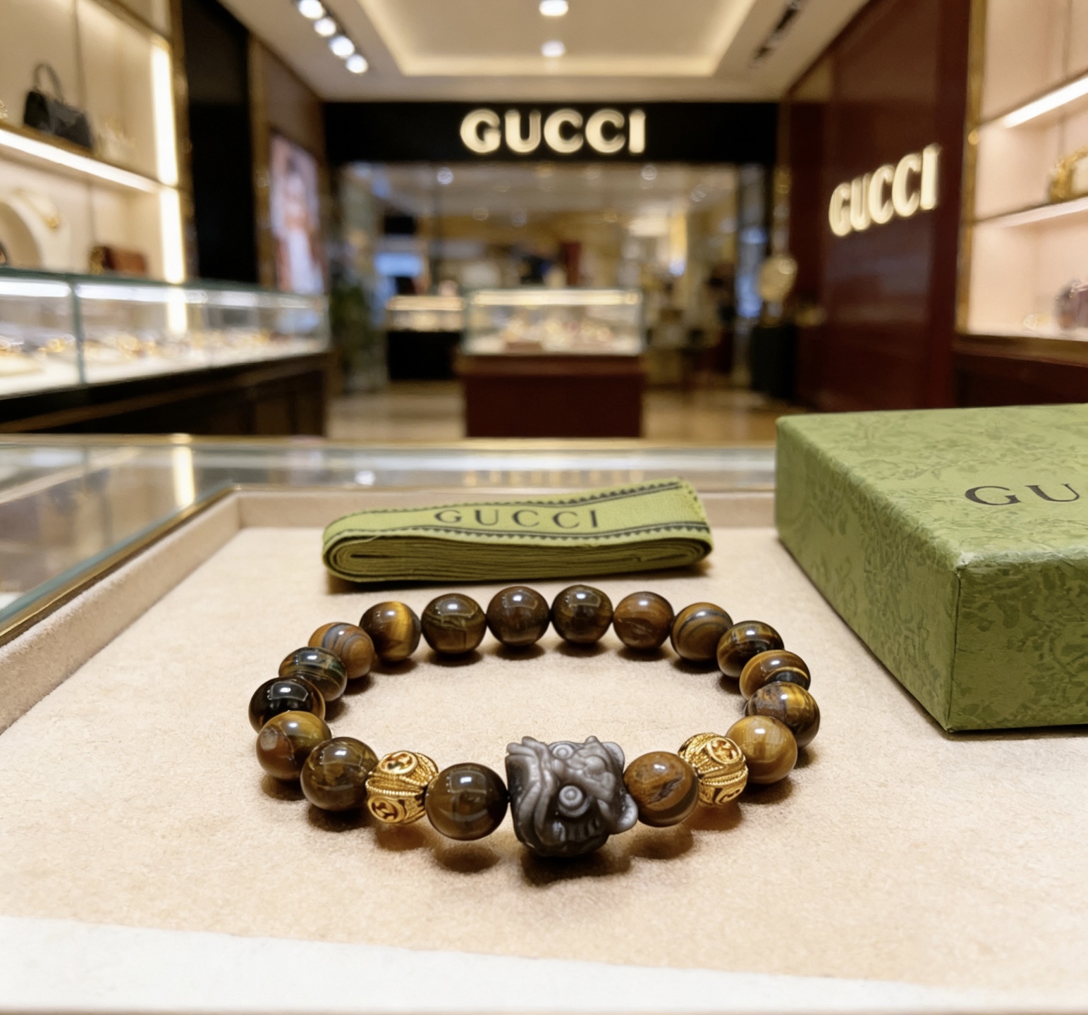 Gucci 新品发布𝐆𝐮𝐜𝐜𝐢古驰手链 最新款虎眼石手链档次更高 Anger Forest系列双g手链
