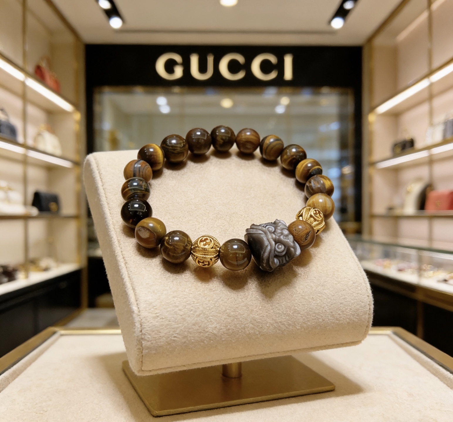 Gucci 新品发布𝐆𝐮𝐜𝐜𝐢古驰手链 最新款虎眼石手链档次更高 Anger Forest系列双g手链