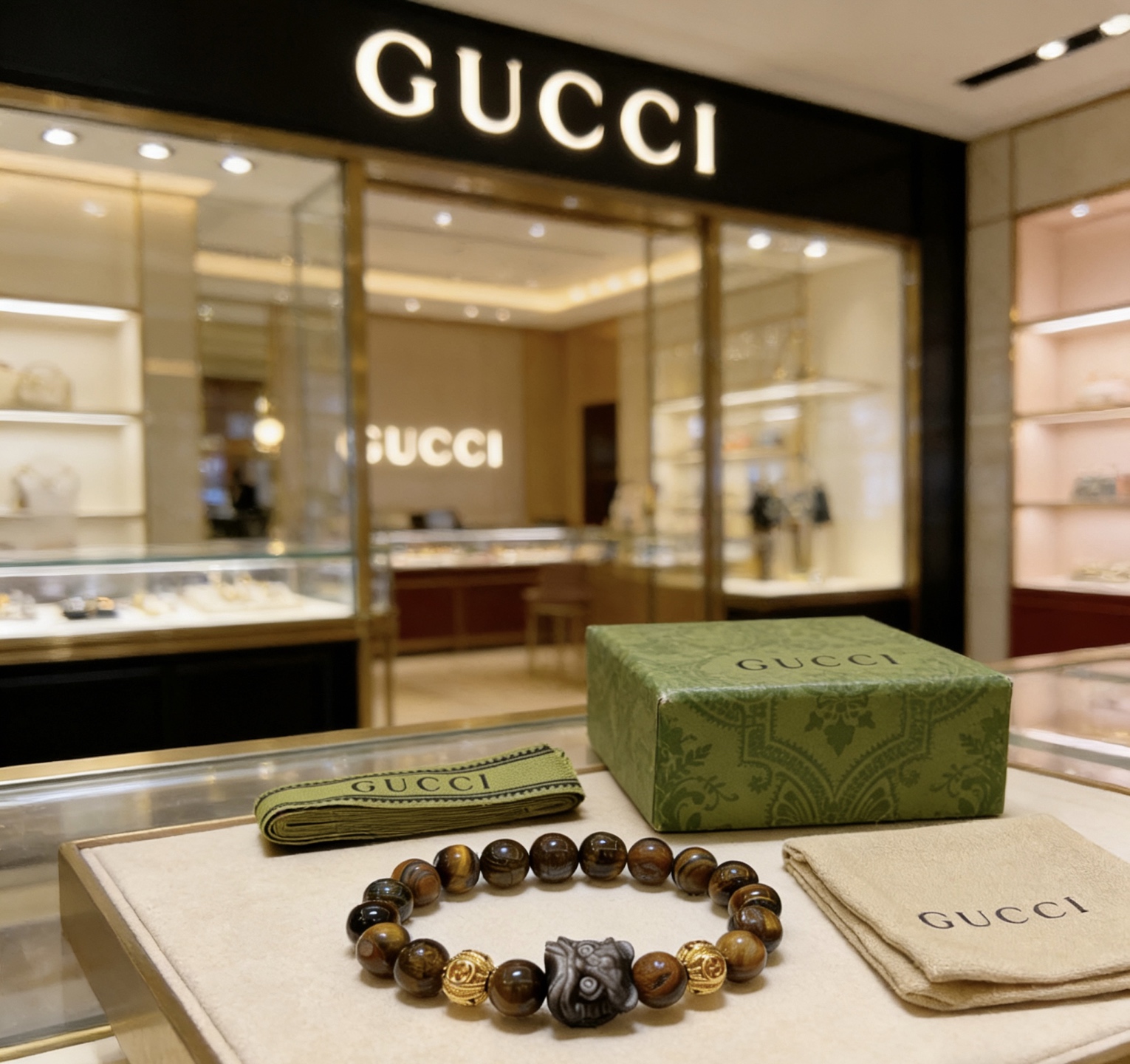 Gucci 新品发布𝐆𝐮𝐜𝐜𝐢古驰手链 最新款虎眼石手链档次更高 Anger Forest系列双g手链