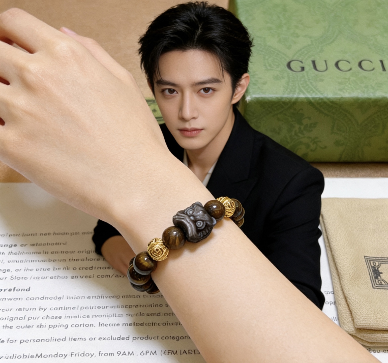 Gucci 新品发布𝐆𝐮𝐜𝐜𝐢古驰手链 最新款虎眼石手链档次更高 Anger Forest系列双g手链