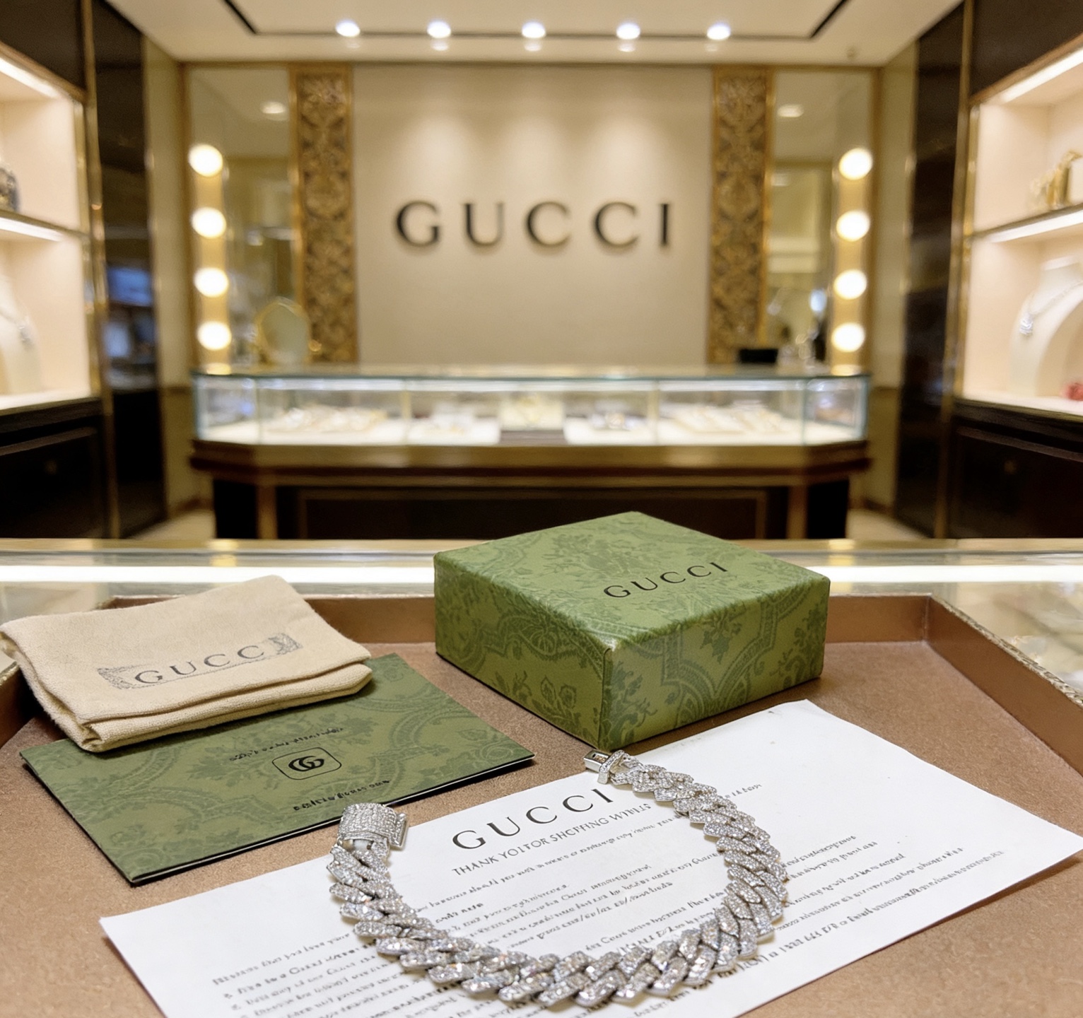 Gucci 2026最新出炉满钻奢华古巴链古驰手链