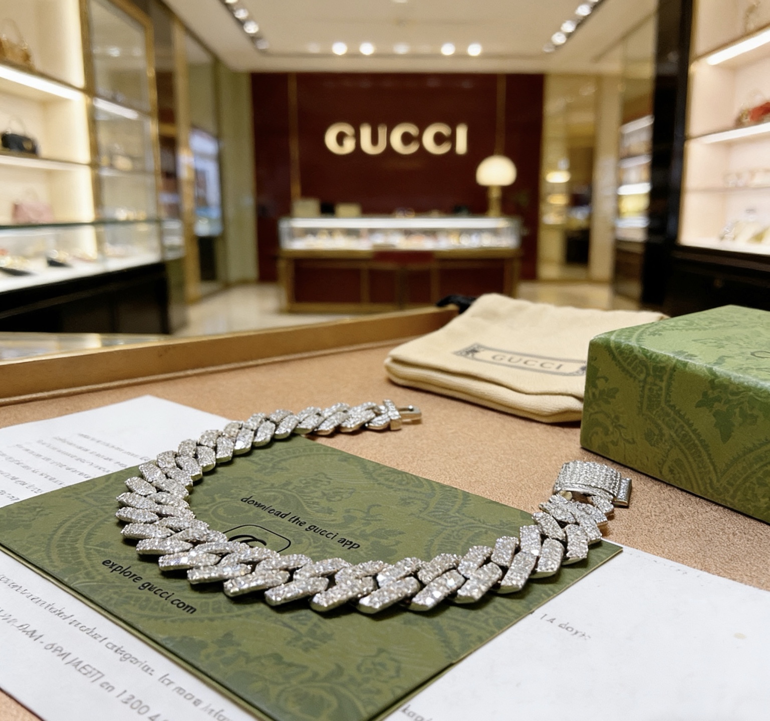 Gucci 2026最新出炉满钻奢华古巴链古驰手链
